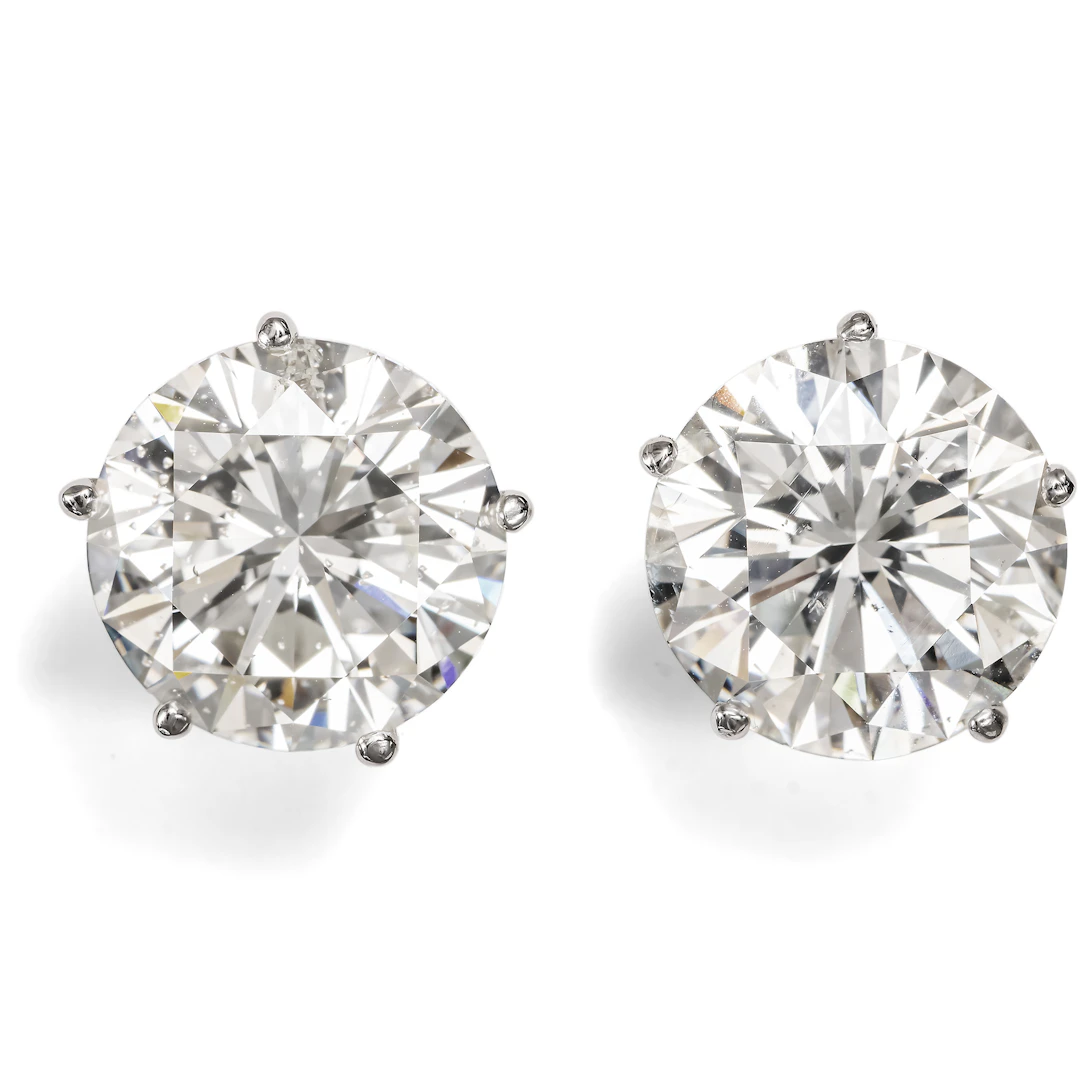 Stunning Brilliant-Cut Solitaire Earrings with a Total Weight of 12.50