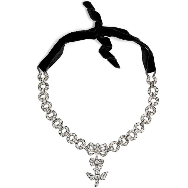 Antique "Collier Yvetot" Paste Necklace in Silver, France, Late 19th Century