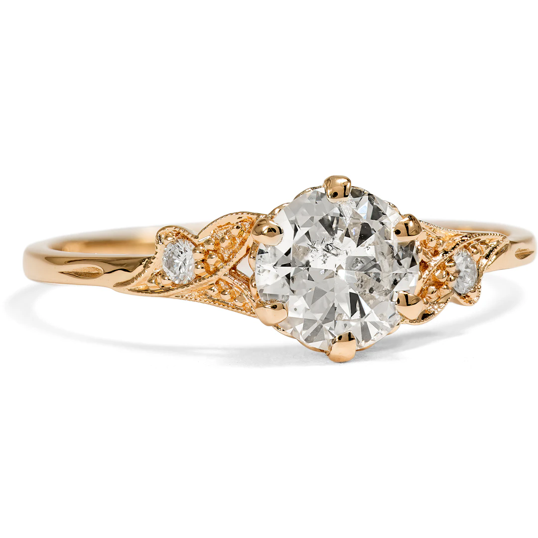 Delicate Ring with a 0.68 ct Old European Cut Diamond in Rose Gold