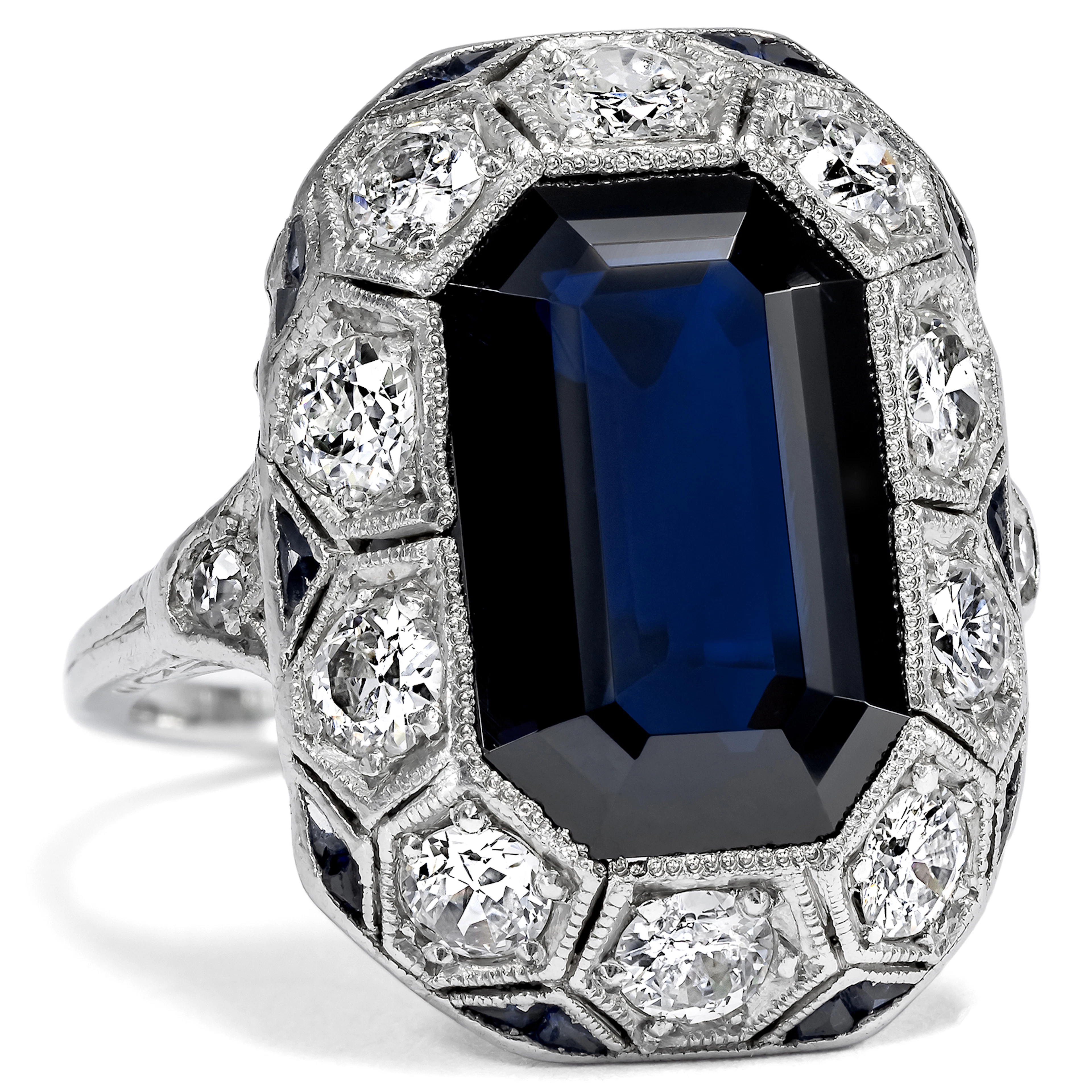 Fine Sapphire and Diamond Dress Ring in Platinum, c. 1930