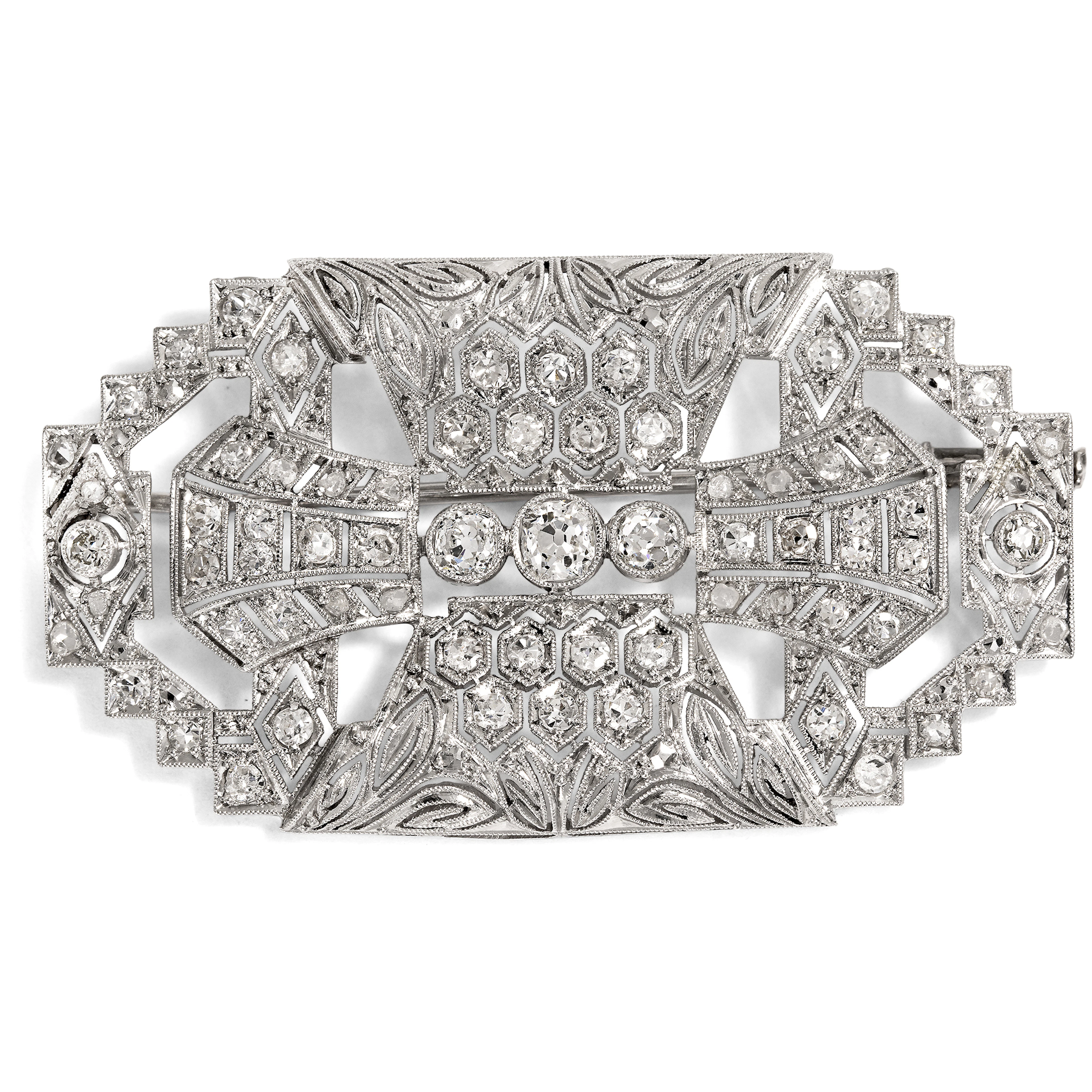 Magnificent Art Deco Brooch in Platinum and Diamonds, c. 1930