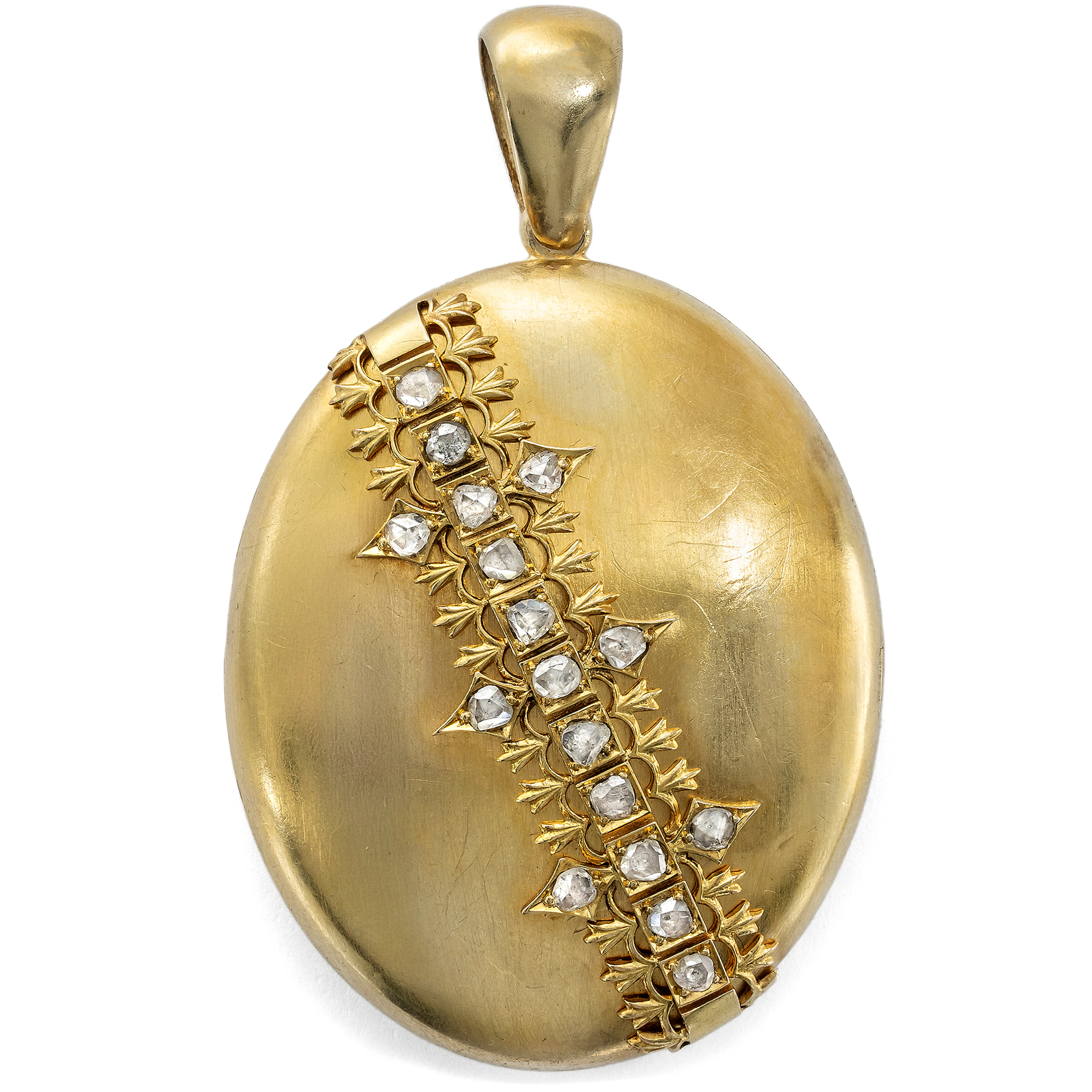 Antique Victorian Rose Cut Diamond and Gold Locket, c. 1870