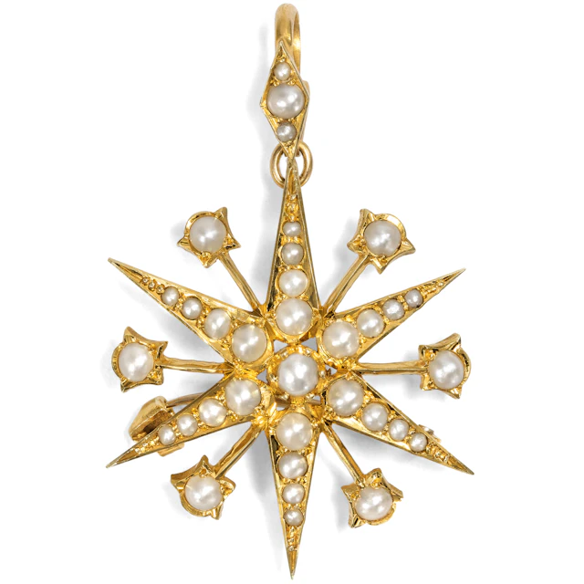 Victorian Gold & Pearl Pendant Brooch, England c. 1900