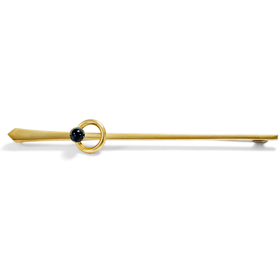 Unusually Long, Antique Wand Brooch with Sapphire in Gold, c. 1900