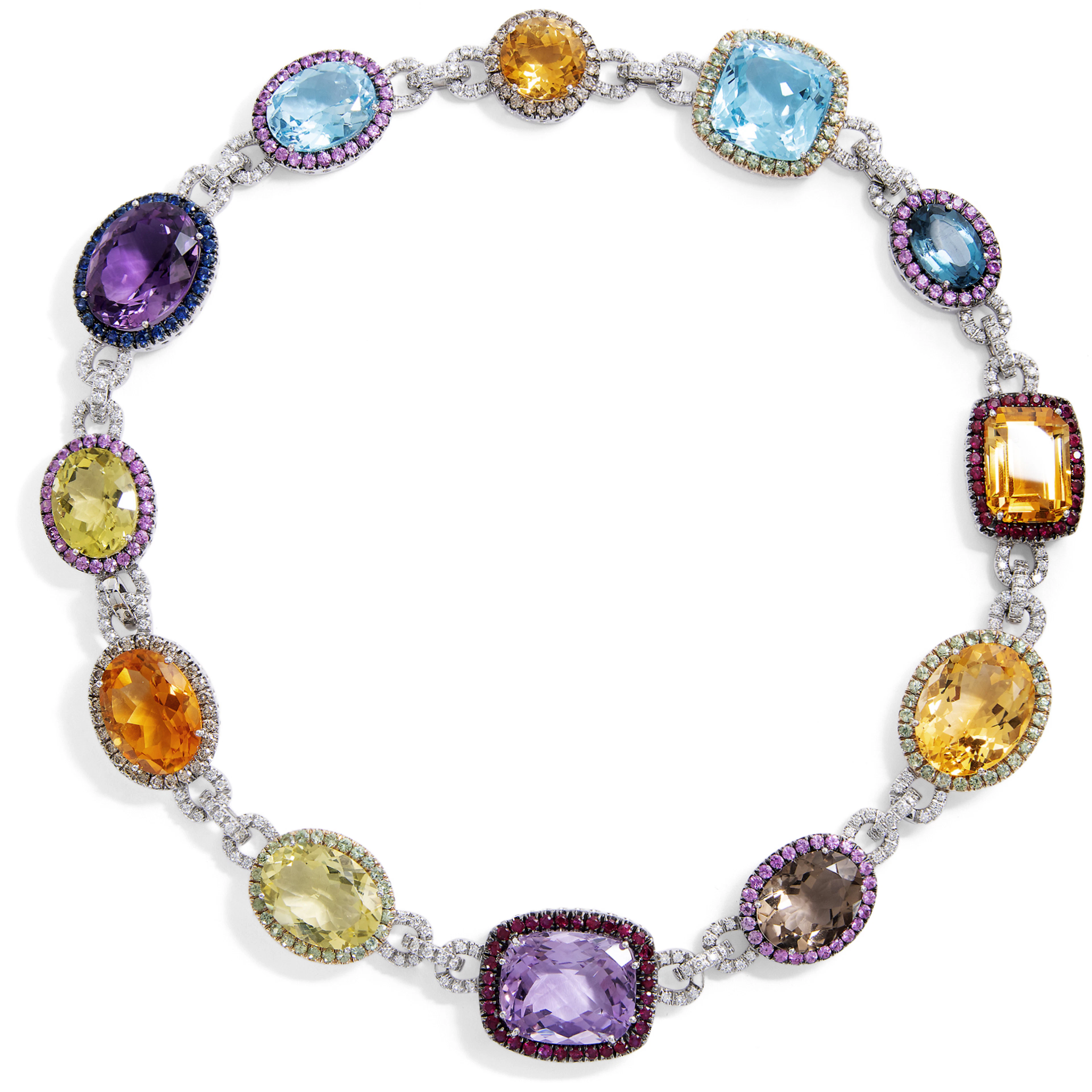 Contemporary Necklace with Diamonds and Coloured Gemstones, Italy, c. 2010