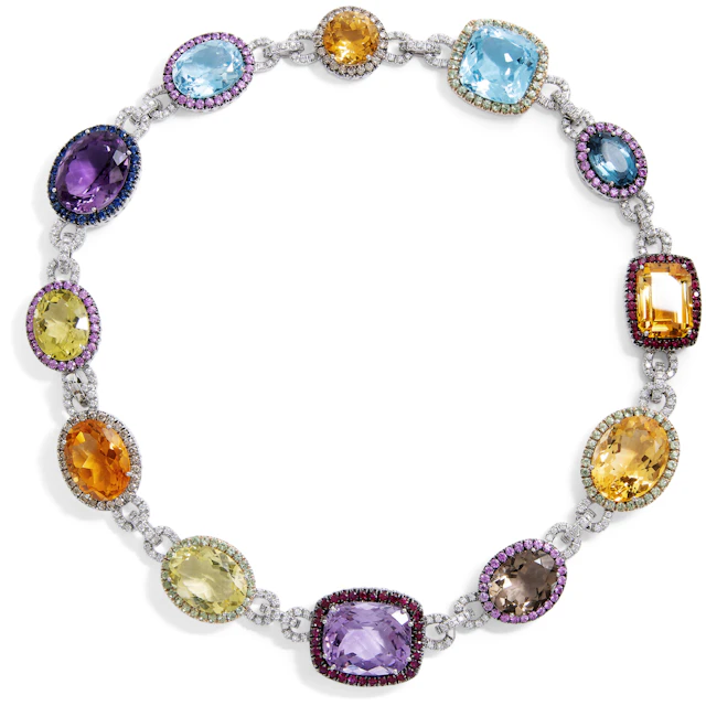 Contemporary Necklace with Diamonds and Coloured Gemstones, Italy, c. 2010