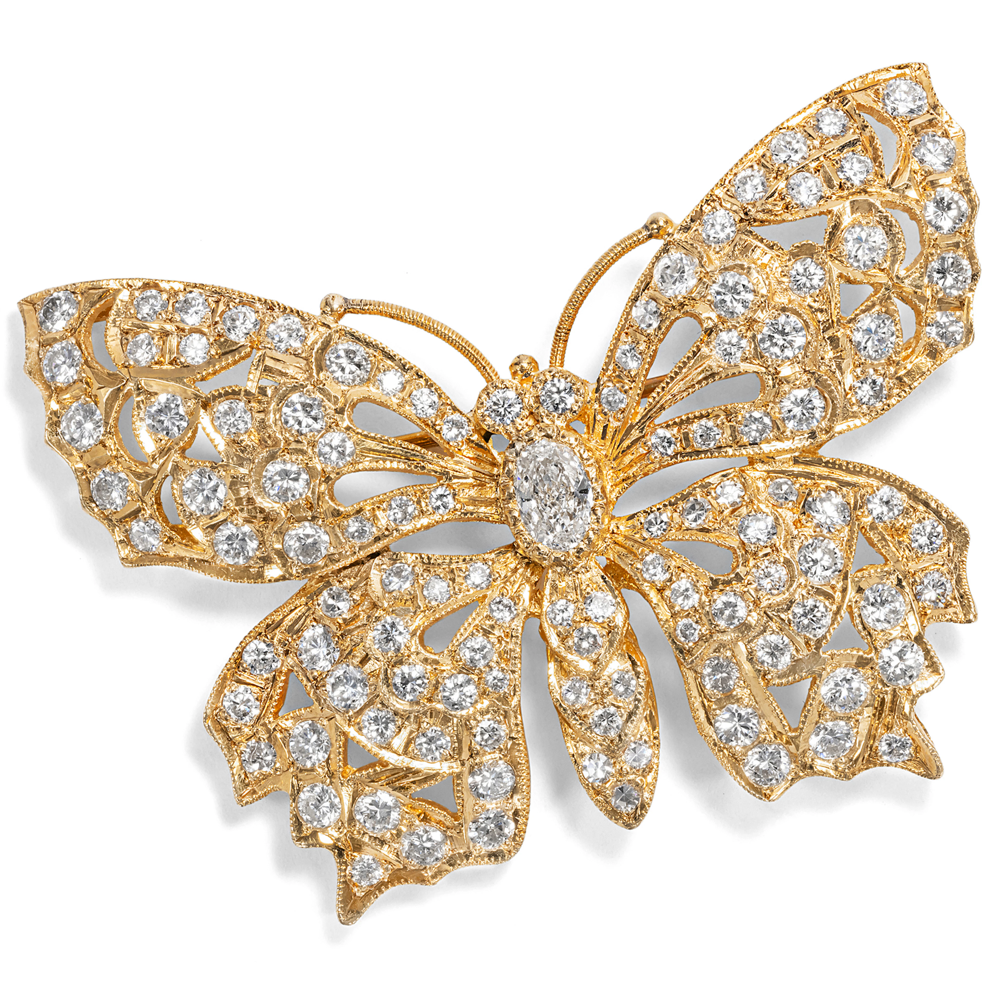Precious Butterfly Brooch With 3.40 ct Diamonds set in Gold, Germany c. 1995
