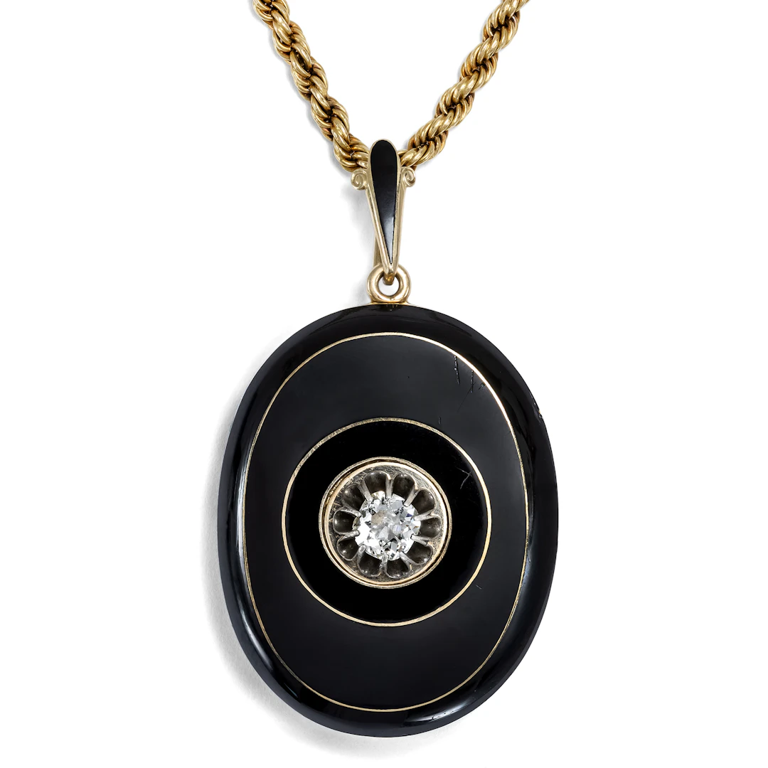 Large Gold Locket with an “Old Mine Cut” Diamond, c. 1870