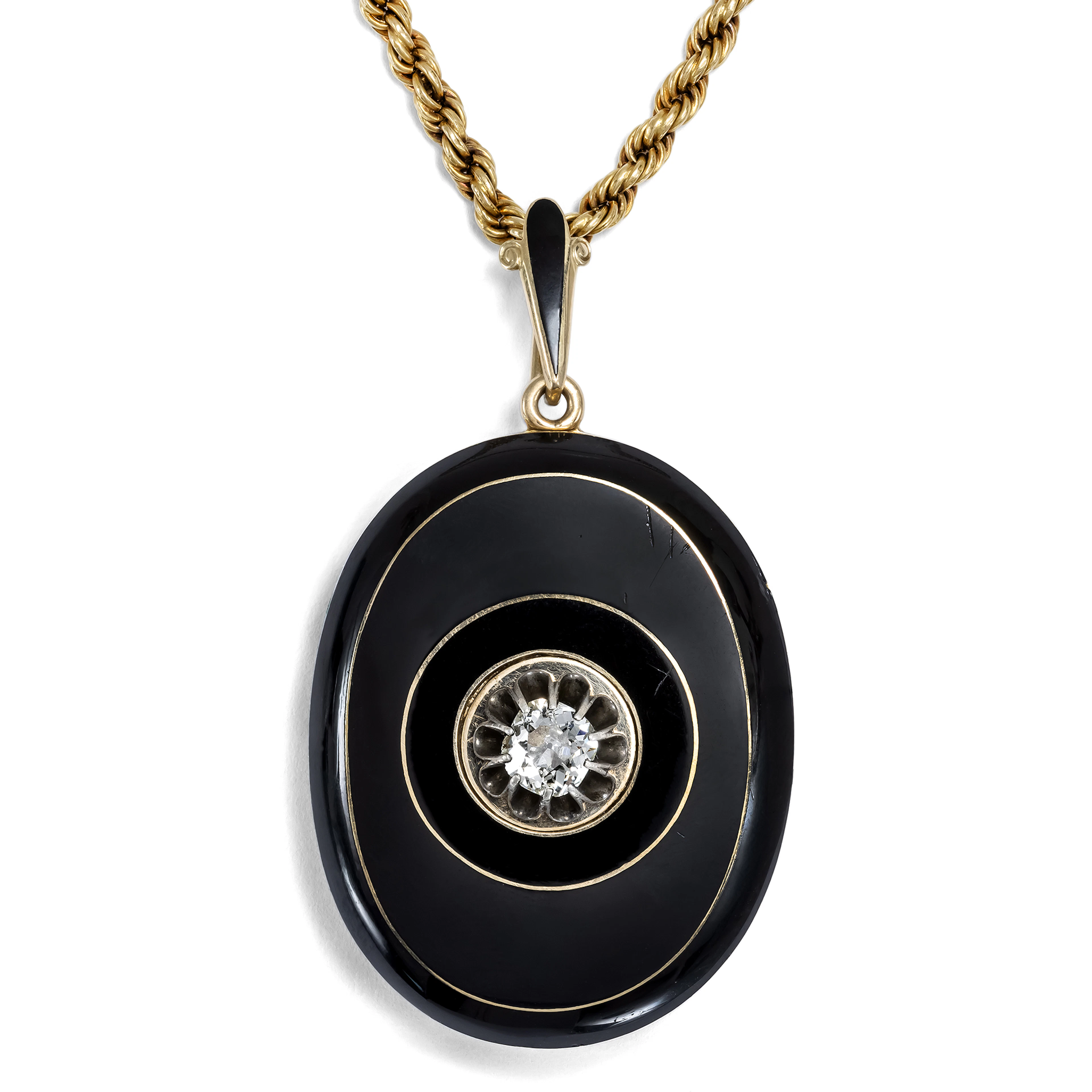 Large Gold Locket with an “Old Mine Cut” Diamond, c. 1870