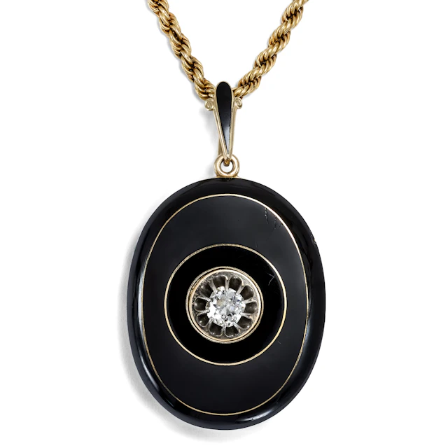 Large Gold Locket with an “Old Mine Cut” Diamond, c. 1870
