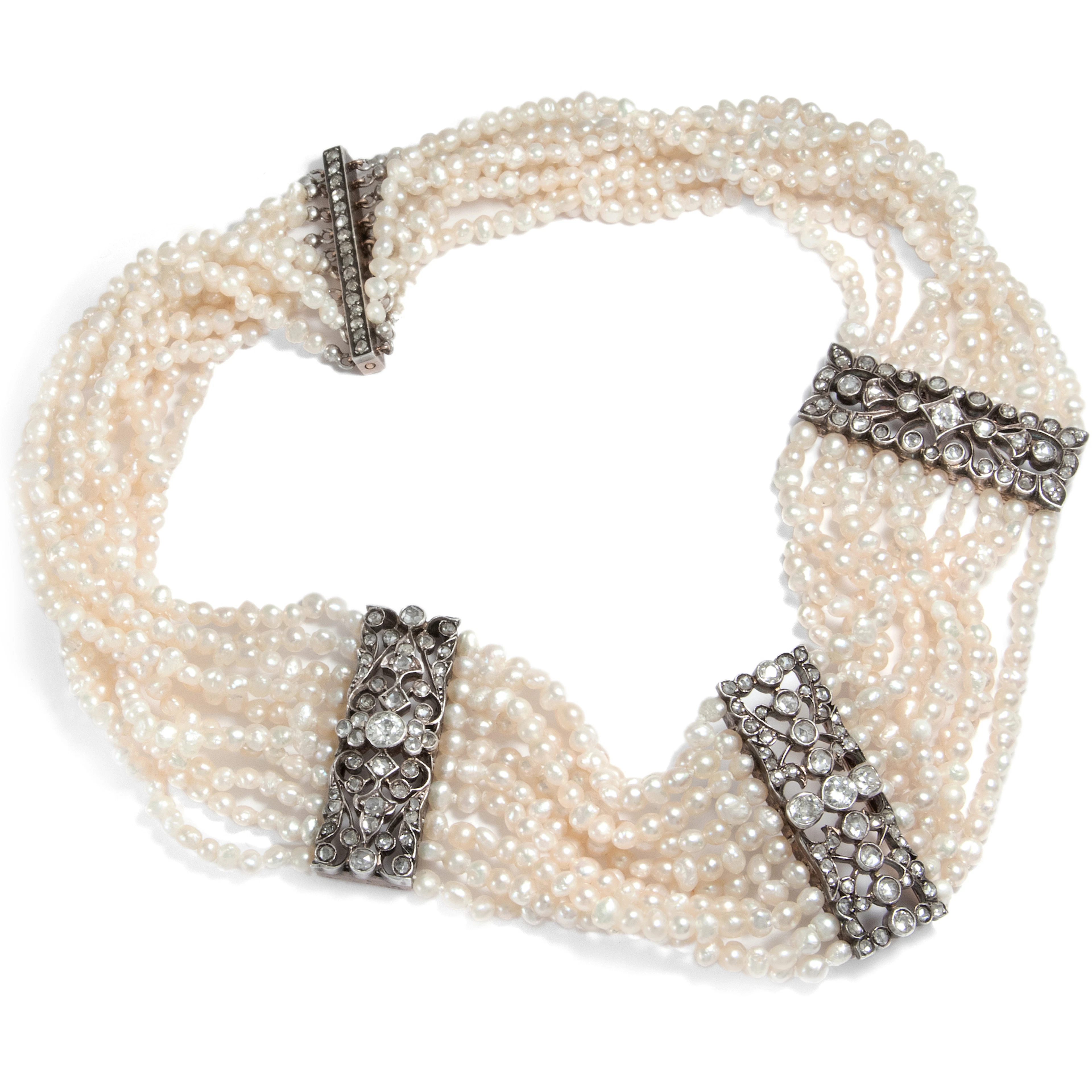 Splendid Necklace of Pearls & Diamonds, Around 1900 and Later