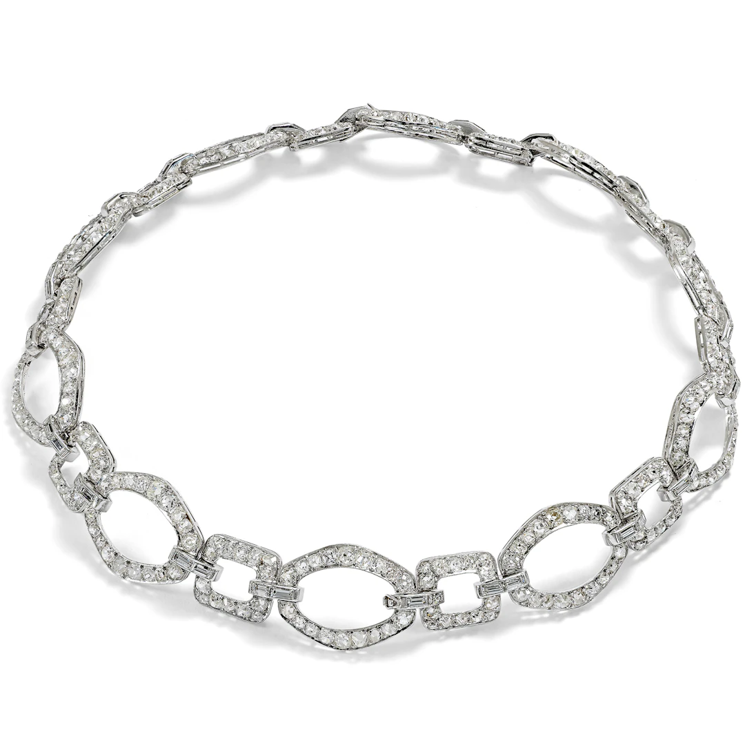 Convertible Déco Diamond Choker Necklace or Pair of Bracelets, c. 1930
