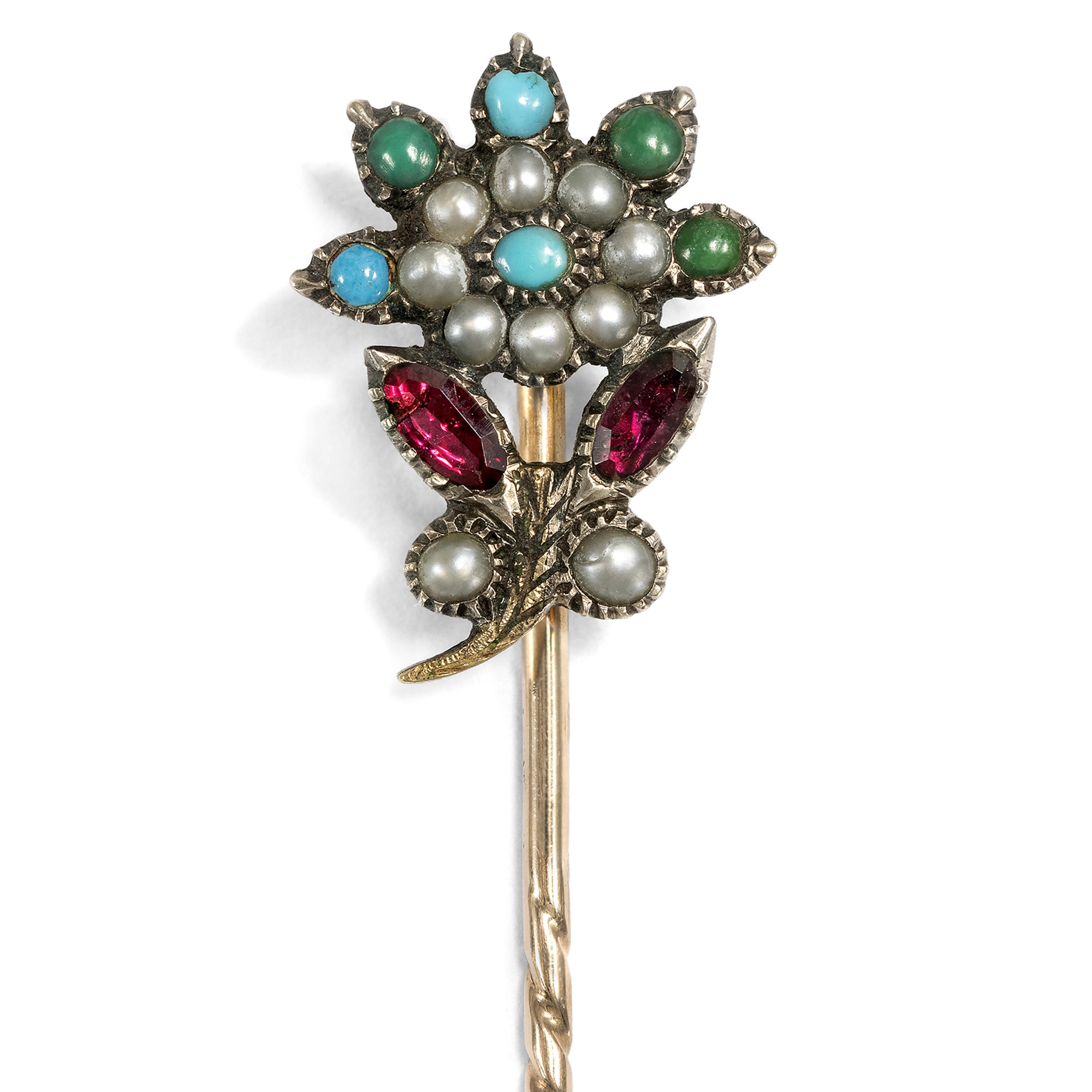 Colorful Antique georgian Revival Pin, c. 1890