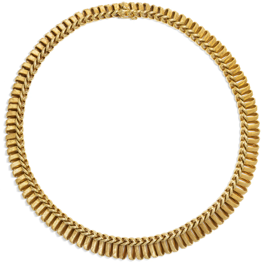 Magnificent Cleopatra necklace made of high-carat gold, Ulm circa 1965