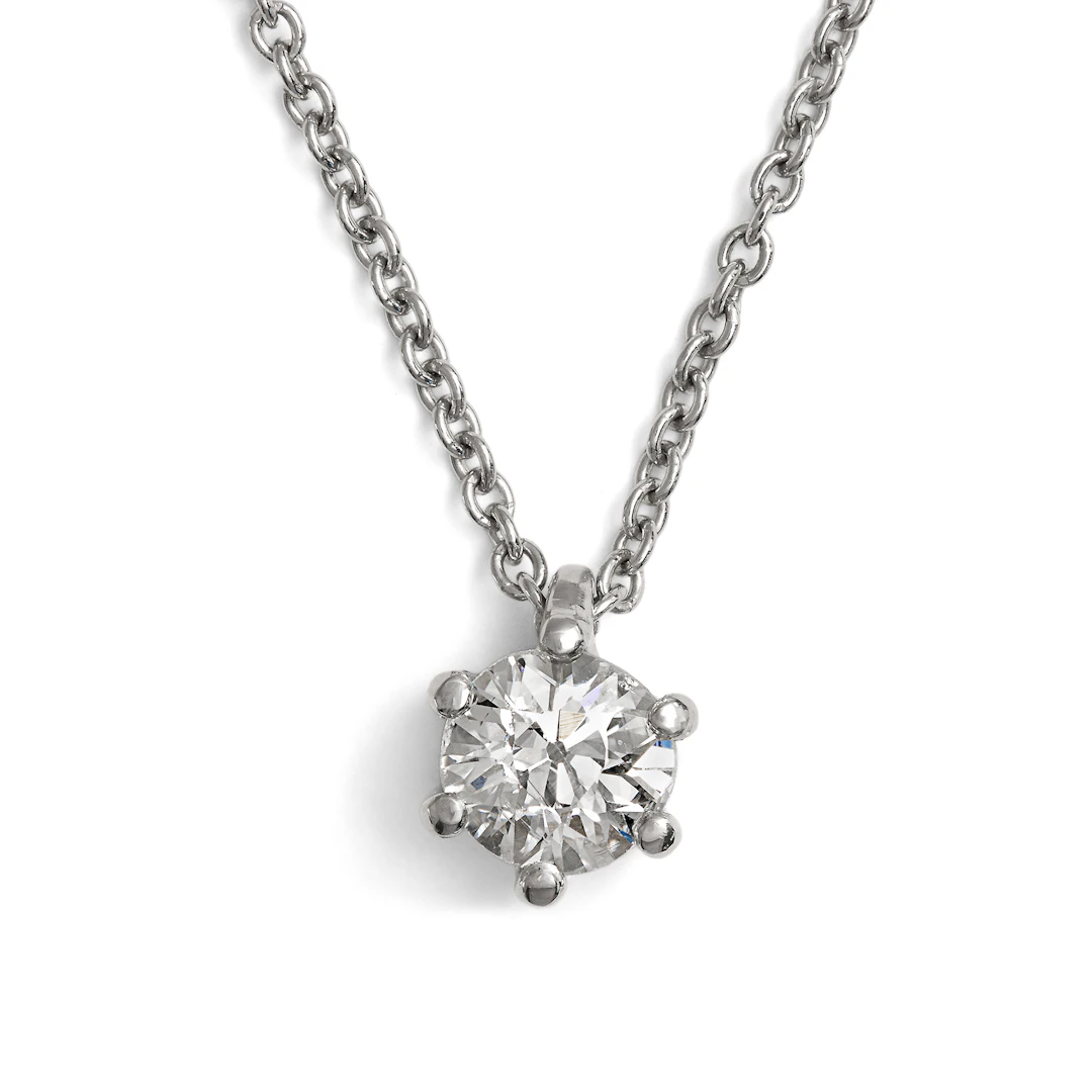 Elegant Platinum Necklace with 0.37 ct Old European Cut Diamond, from
