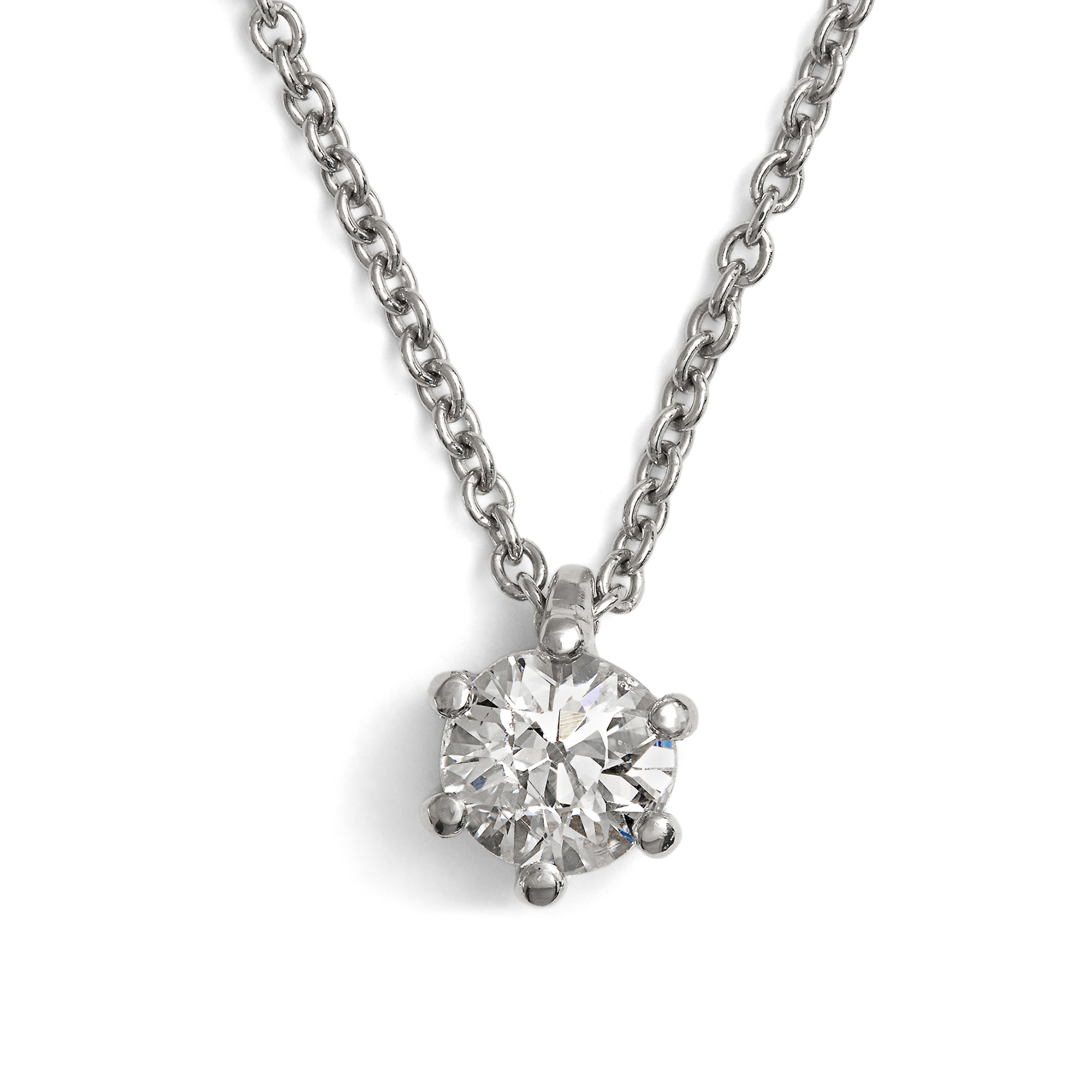 Elegant Platinum Necklace with 0.37 ct Old European Cut Diamond, from