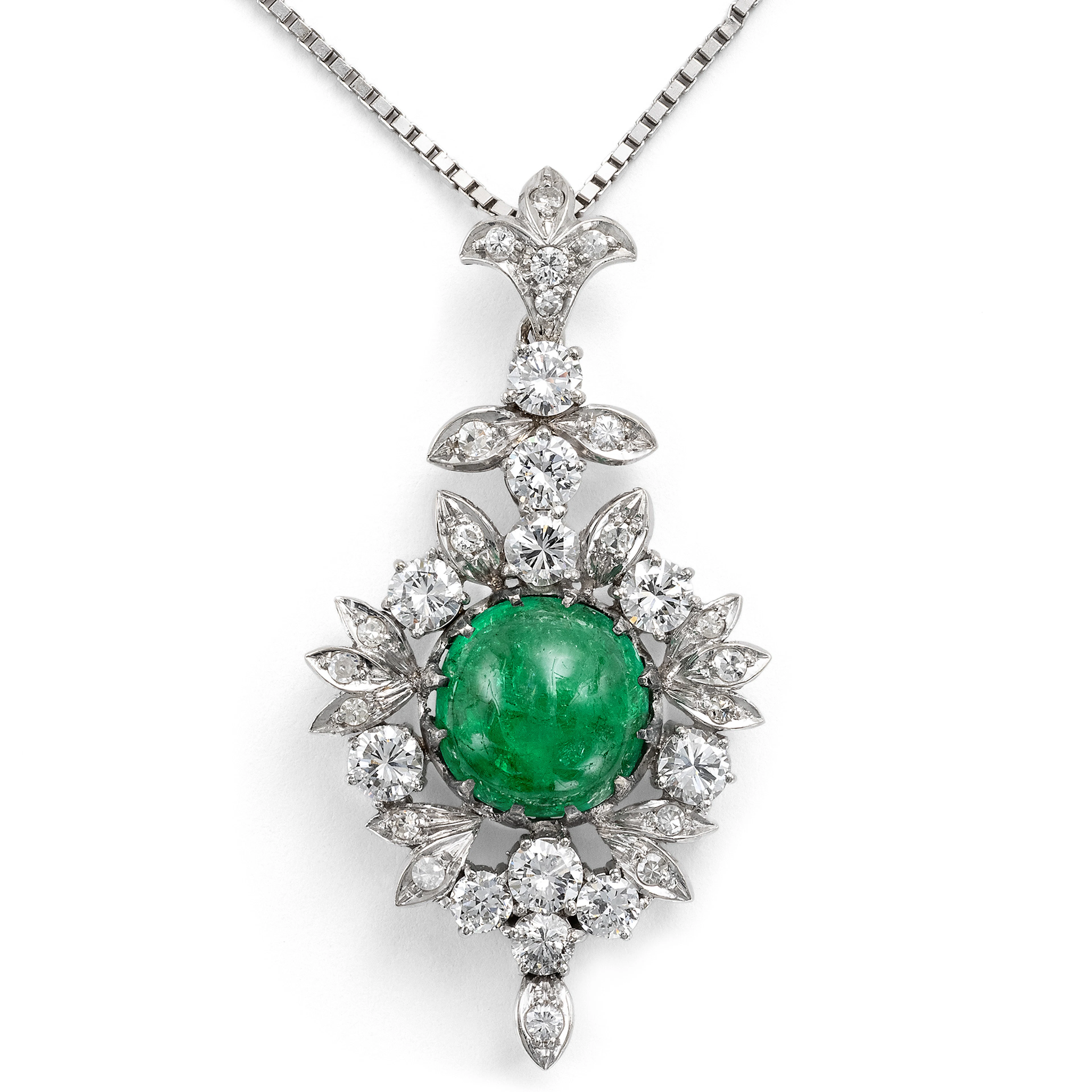 Vintage Pendant with Colombian Emerald & Diamonds, c. 1955