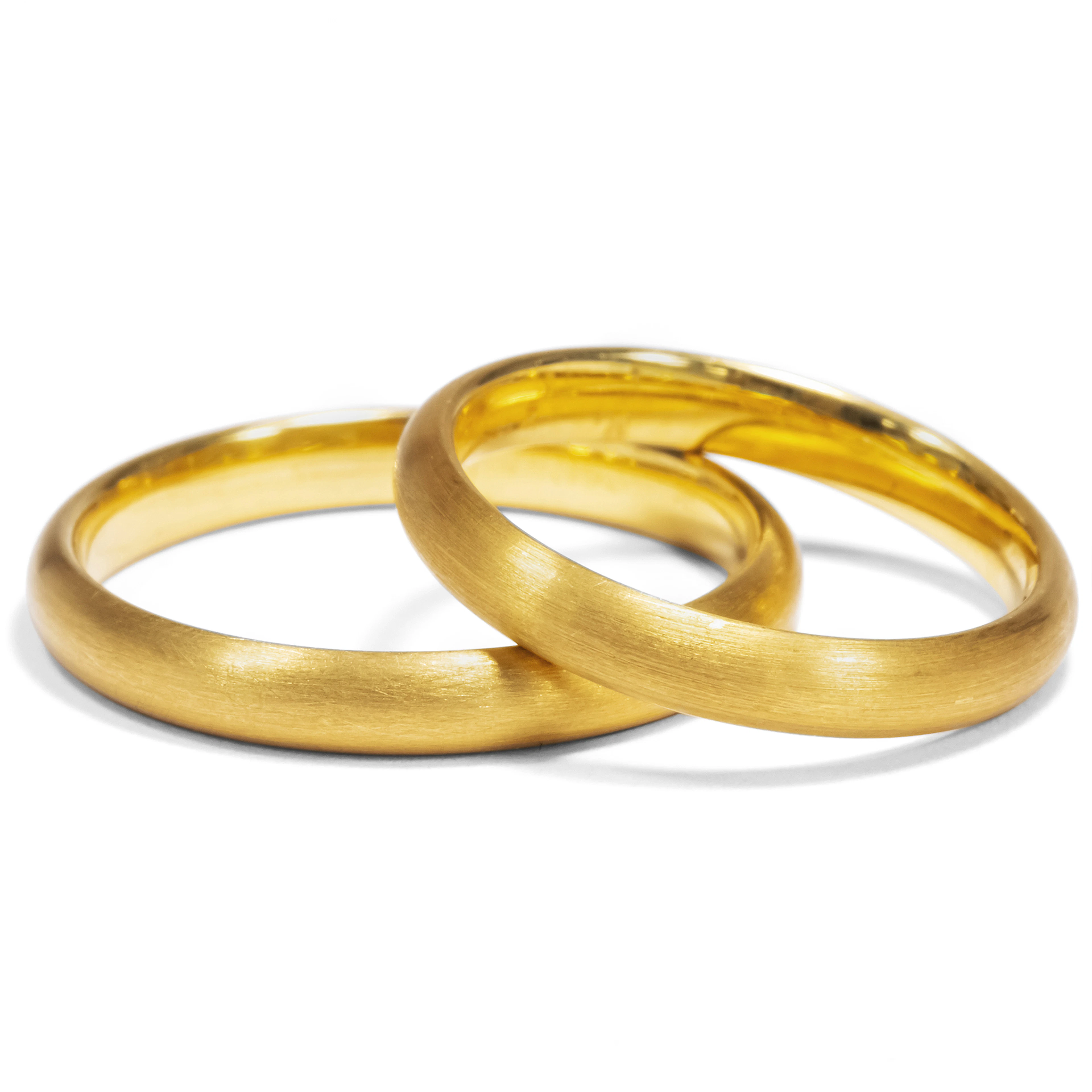 Pair of Wedding Rings in brushed 900/000 Yellow Gold From Our Workshop