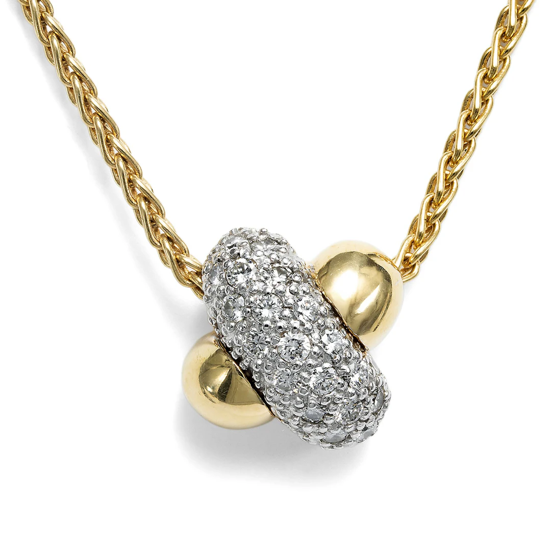 High quality vintage necklace in gold and white gold with 0.52 ct