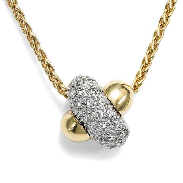 High quality vintage necklace in gold and white gold with 0.52 ct