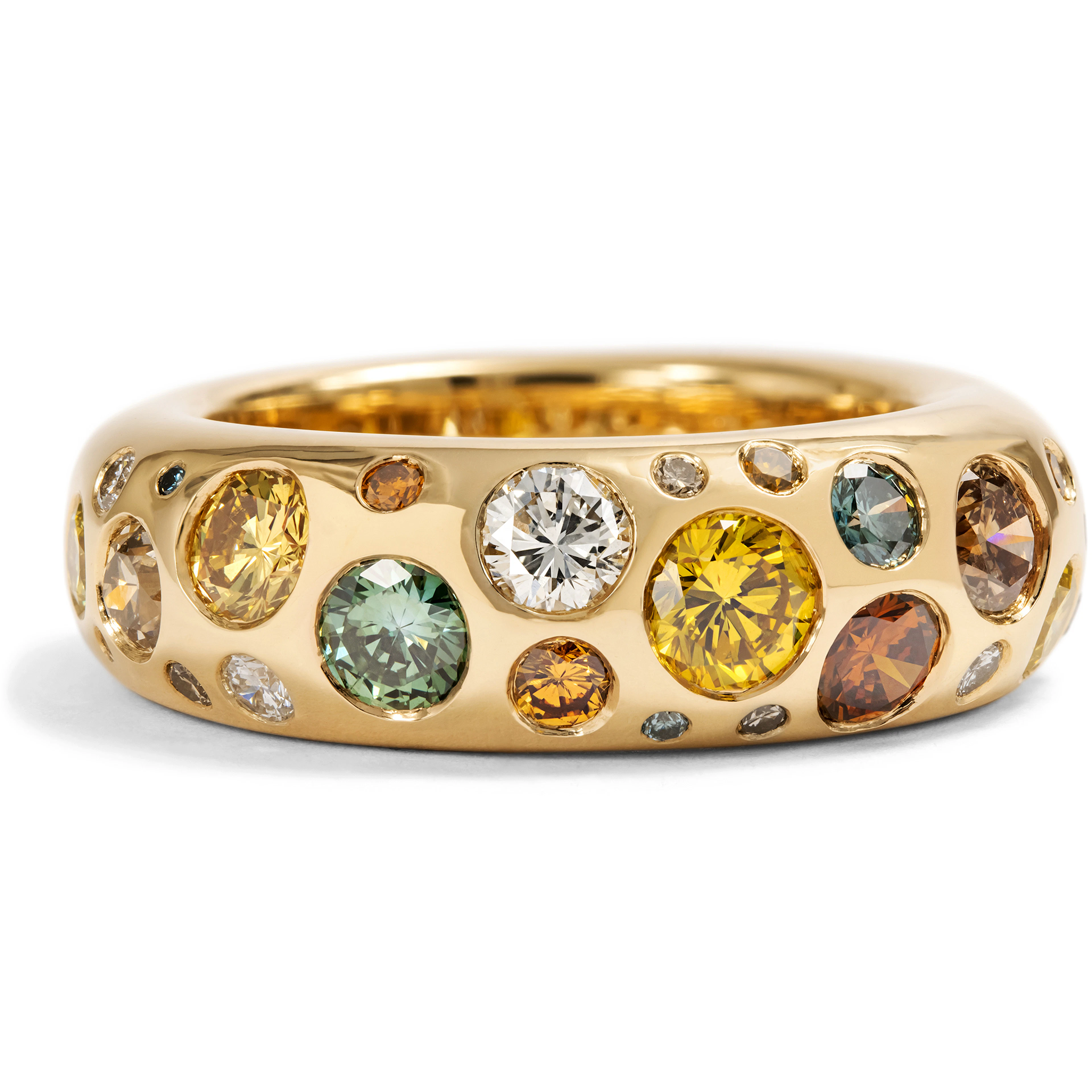 Vintage Ring with 2.40 ct Coulored Diamonds in Gold, Cartier, Paris