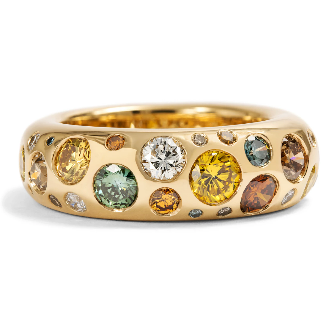 Vintage Ring with 2.40 ct Coulored Diamonds in Gold, Cartier, Paris