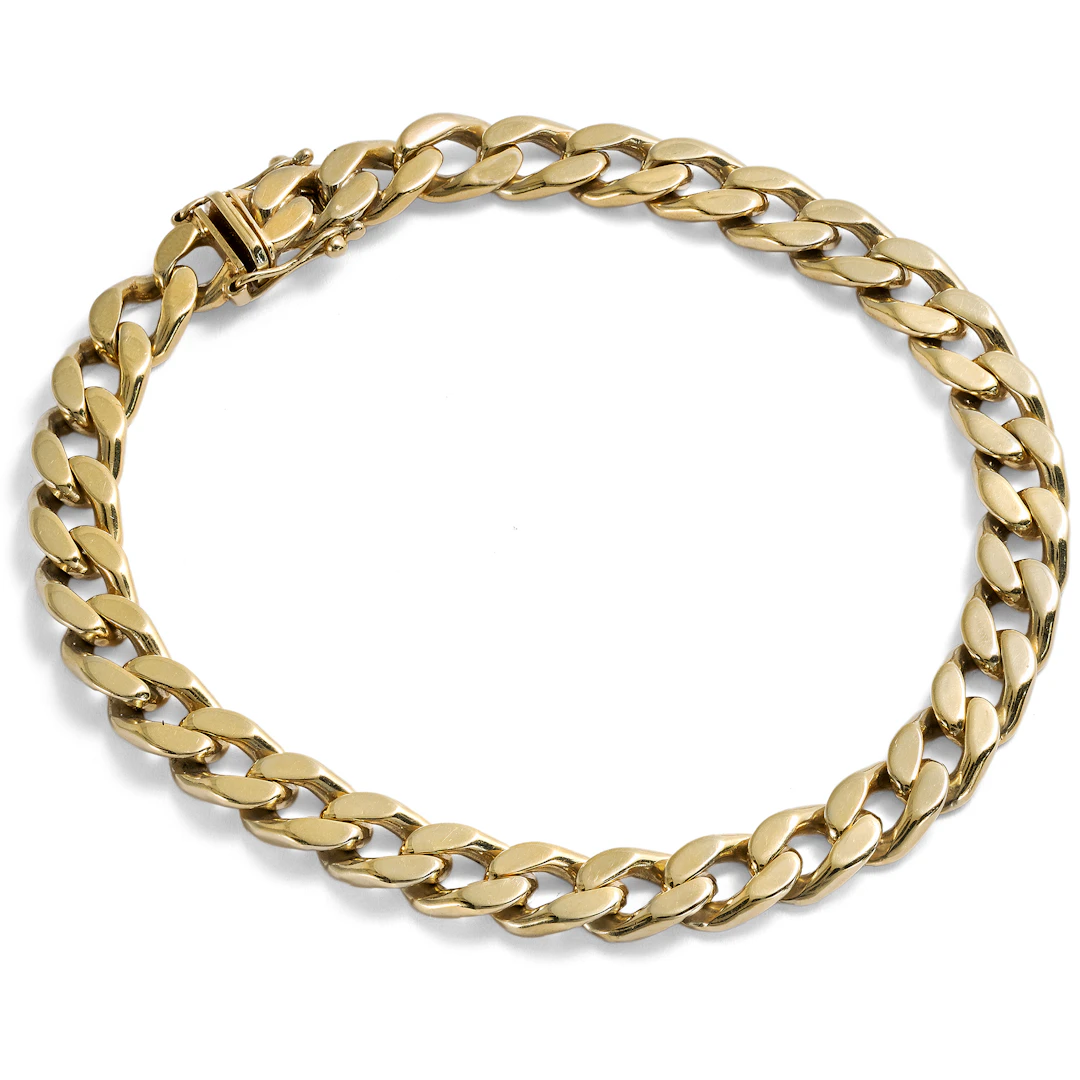 Timeless Gold Bracelet with a Curb Pattern, Louis Fiessler, Pforzheim, ca. 1980