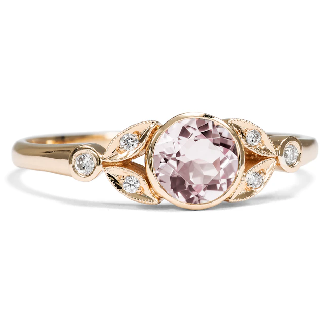 Delicate Rose Gold Ring with Morganite & Diamonds From Our Workshop
