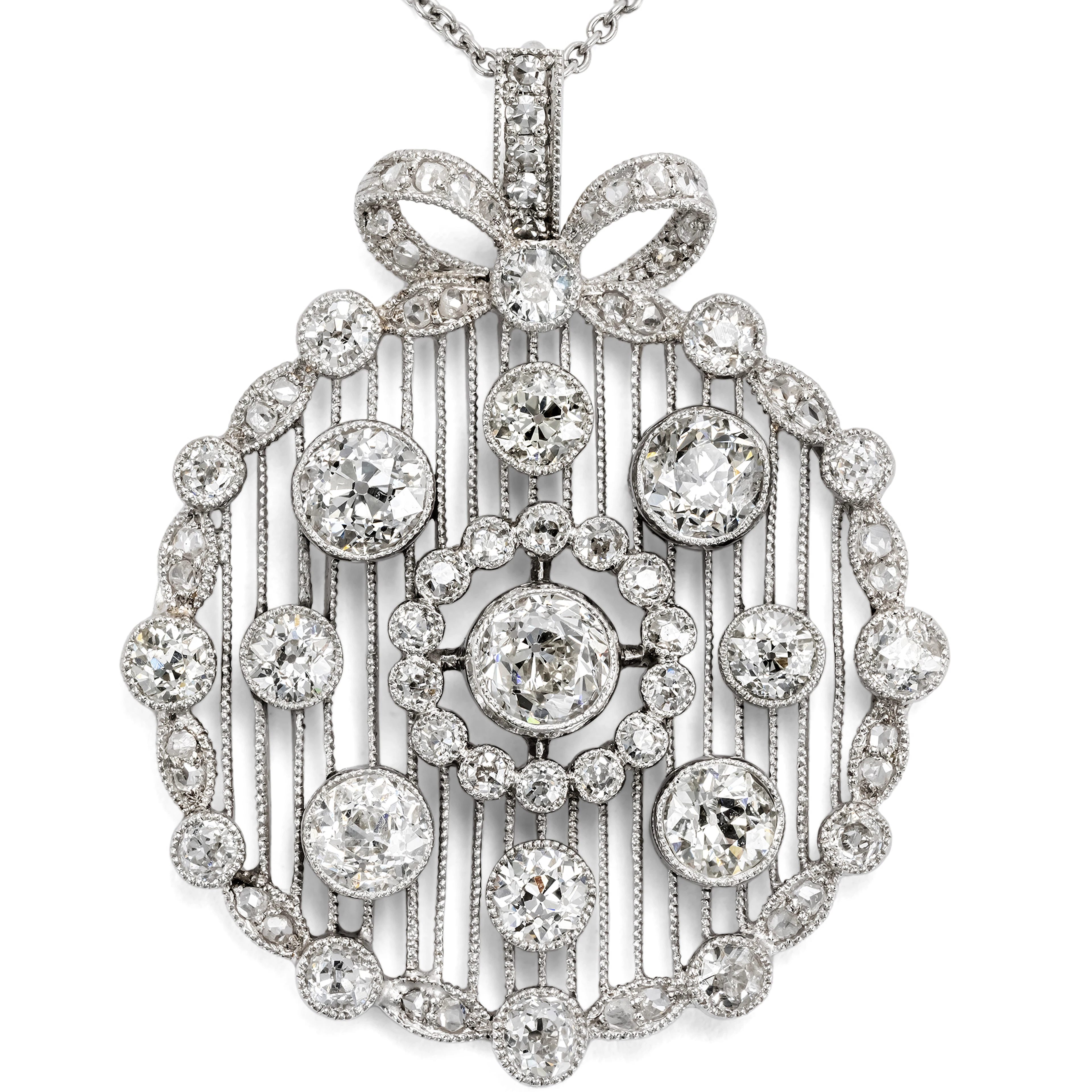 Precious Belle Époque Pendant with Diamonds in Platinum, c. 1910
