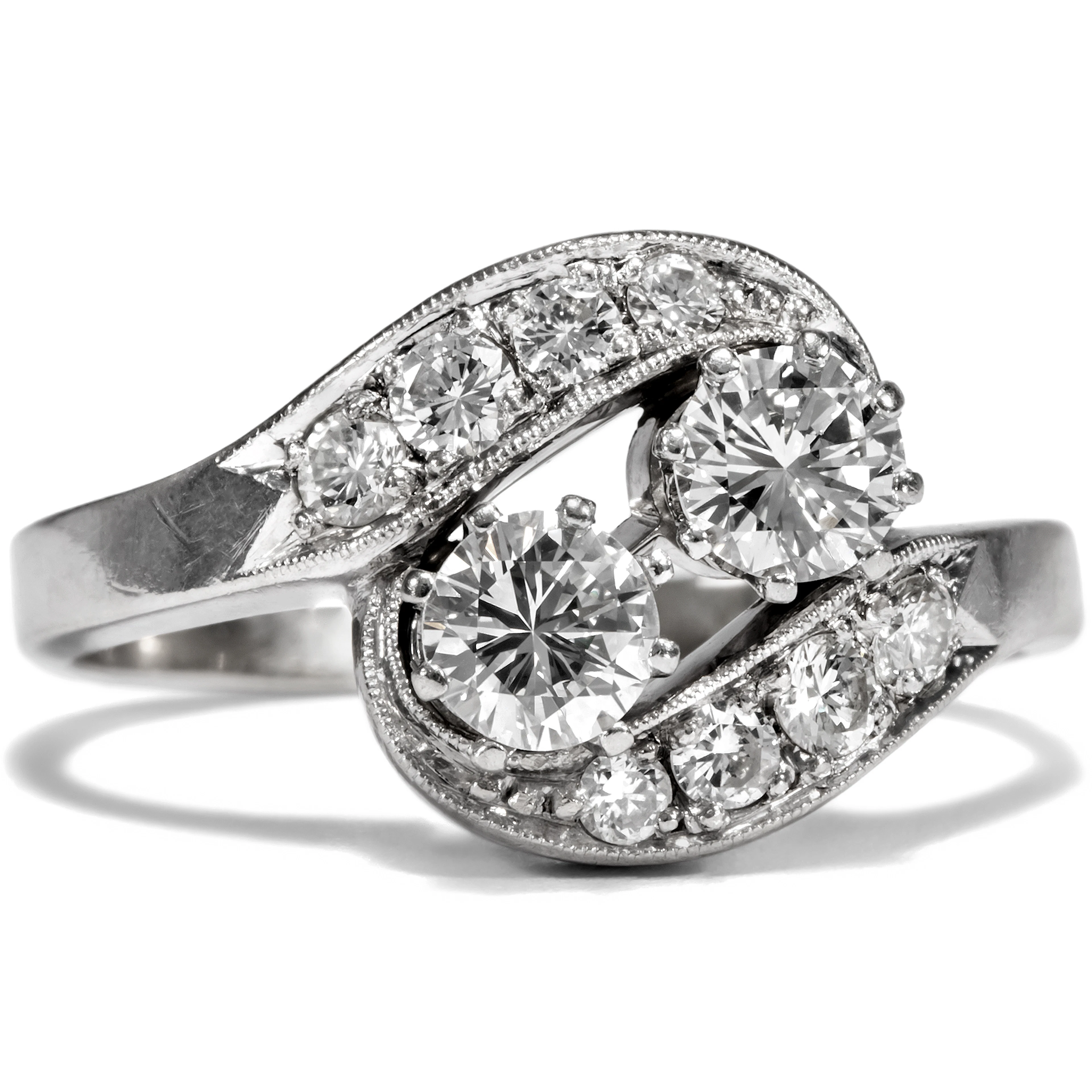 Vintage White Gold Toi-et-moi Ring With 0.94 ct Diamonds, Germany c. 1960