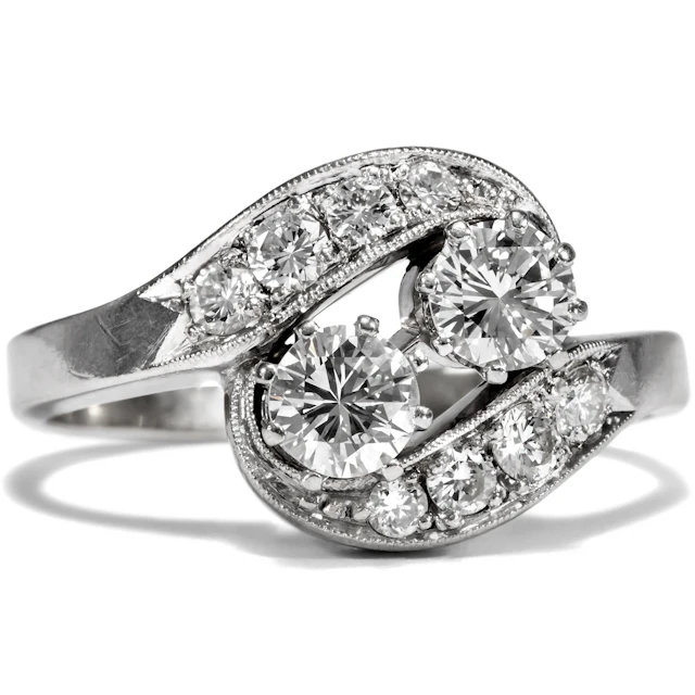Vintage White Gold Toi-et-moi Ring With 0.94 ct Diamonds, Germany c. 1960