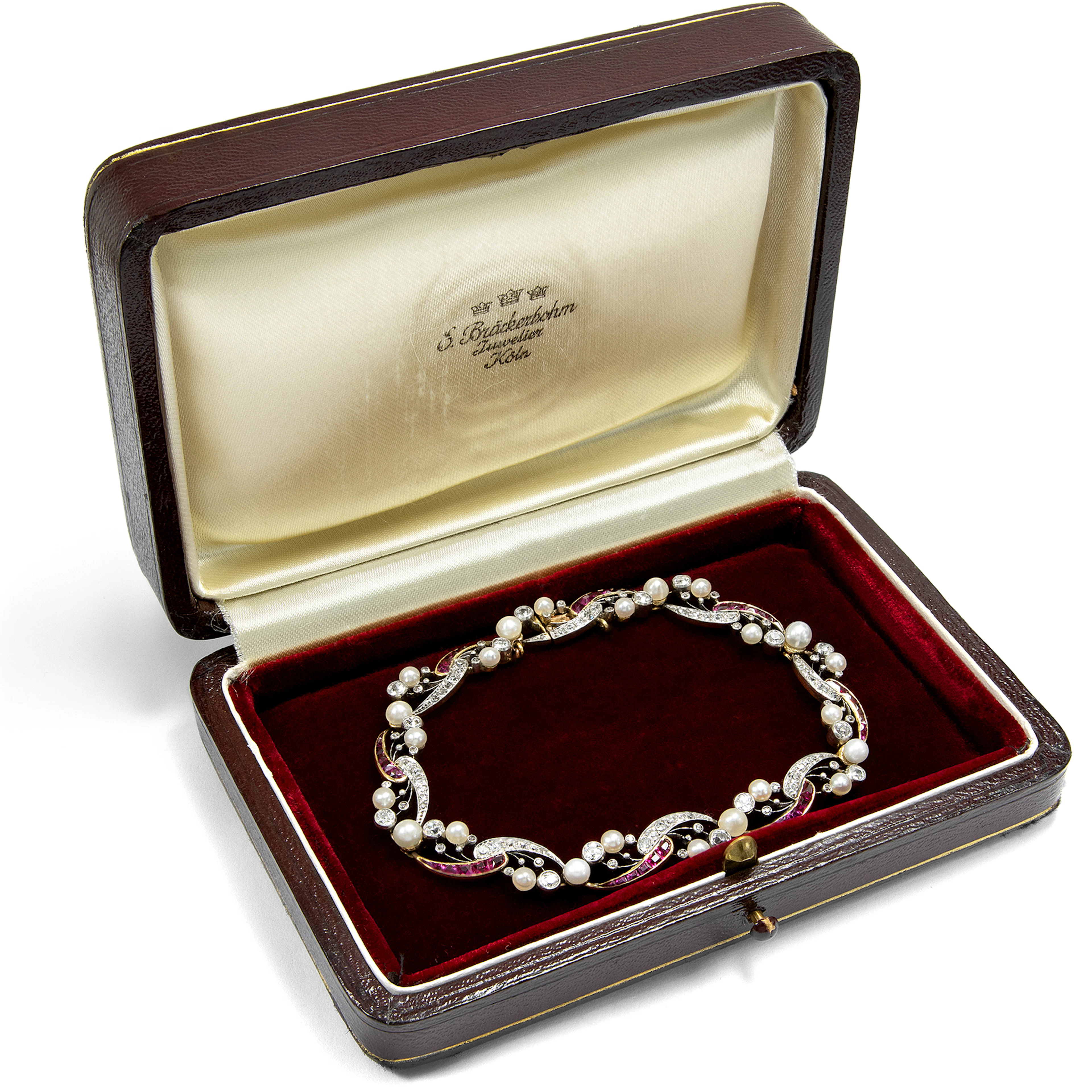 Exquisite Burmese Ruby, Natural Pearl and Diamond Bracelet, Paris, c. 1910