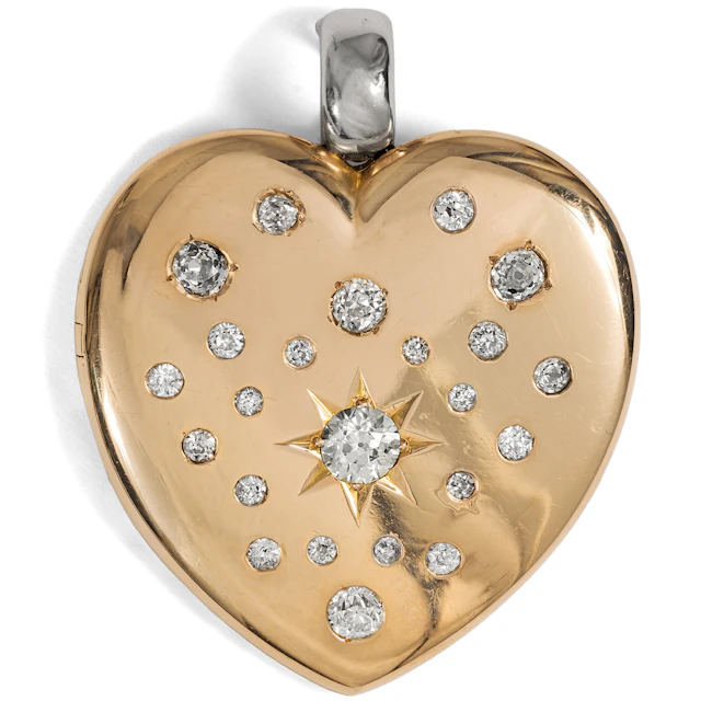 Victorian Locket Made of Gold and Approx. 1.90 ct Old Cut Diamonds