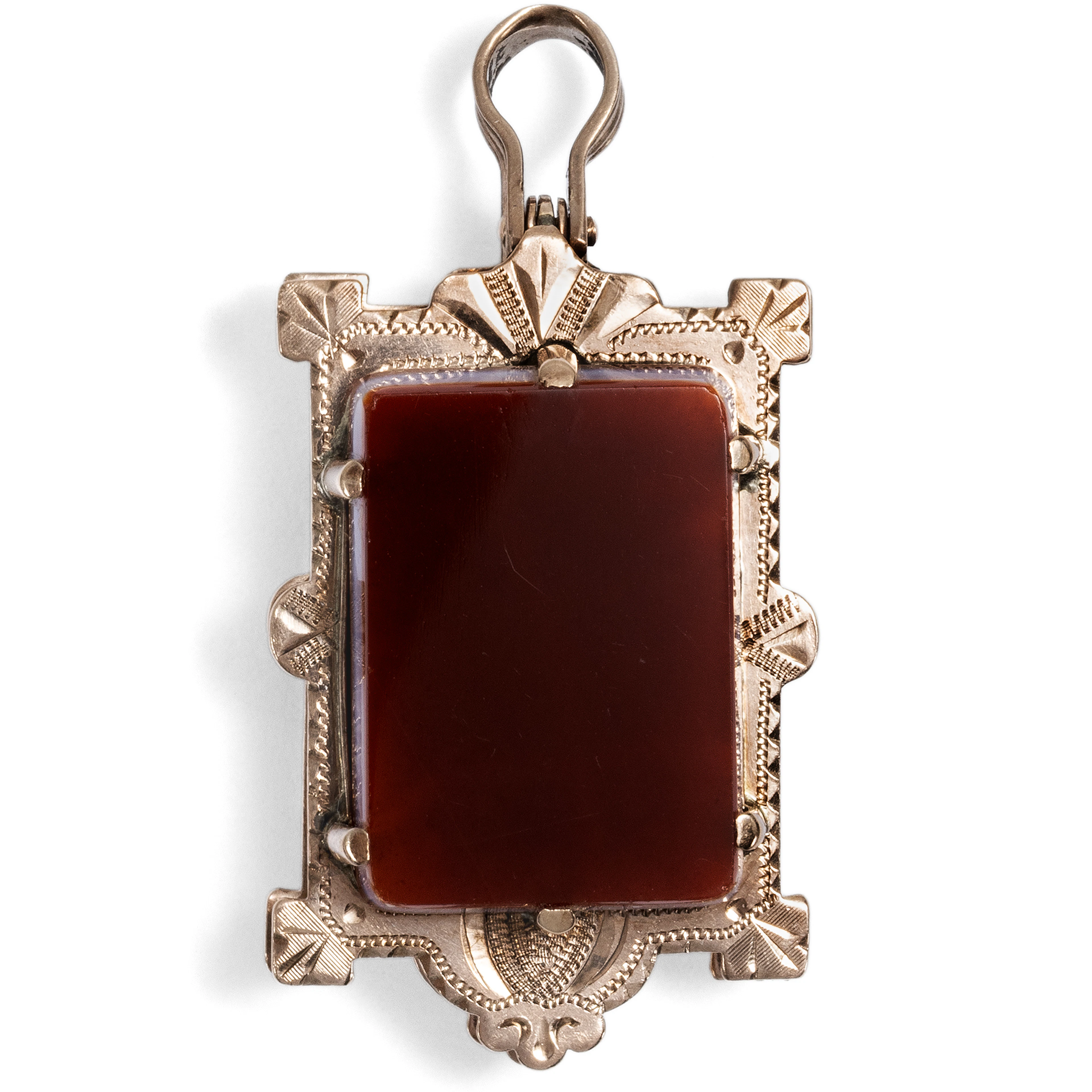 Antique Locket Pendant with Hardstones in Gold, c. 1890