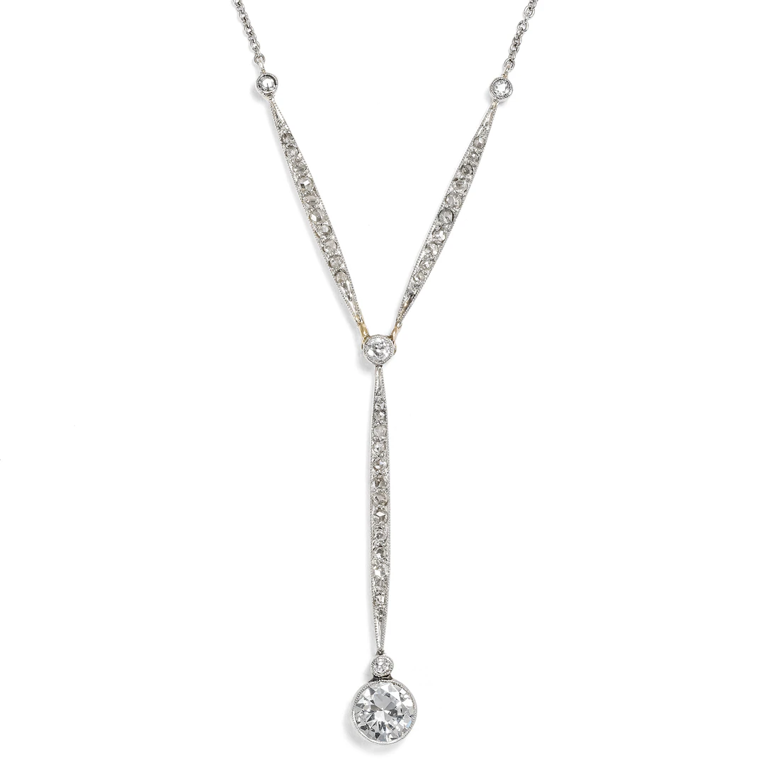 Timeless Y-shaped Necklace with Diamonds in Platinum, c. 1910