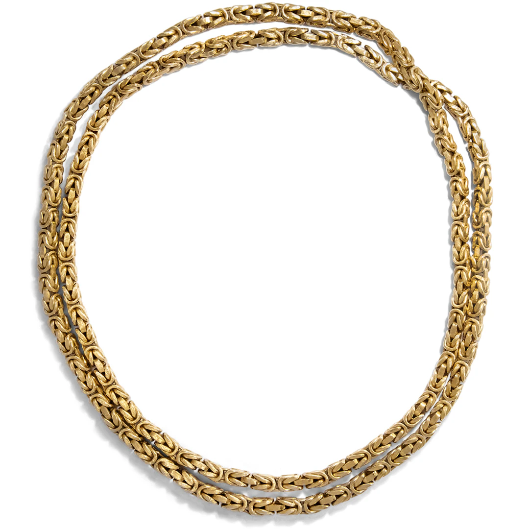 Long Vintage Yellow Gold King Necklace, 90 cm Long, Germany Circa 1980