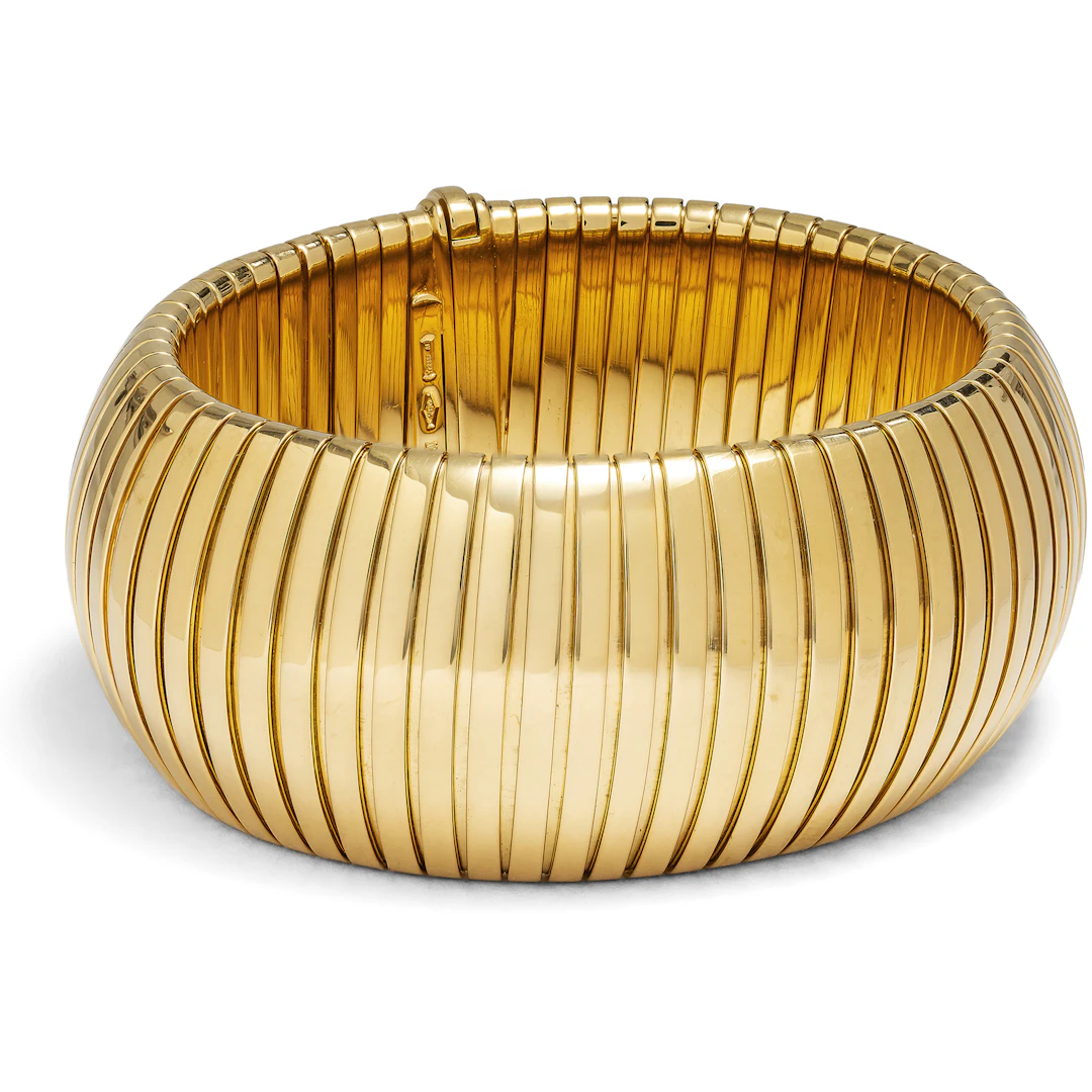 Stunning "Tubogas" Bracelet in High-Carat Gold, BVLGARI, Italy c. 1985