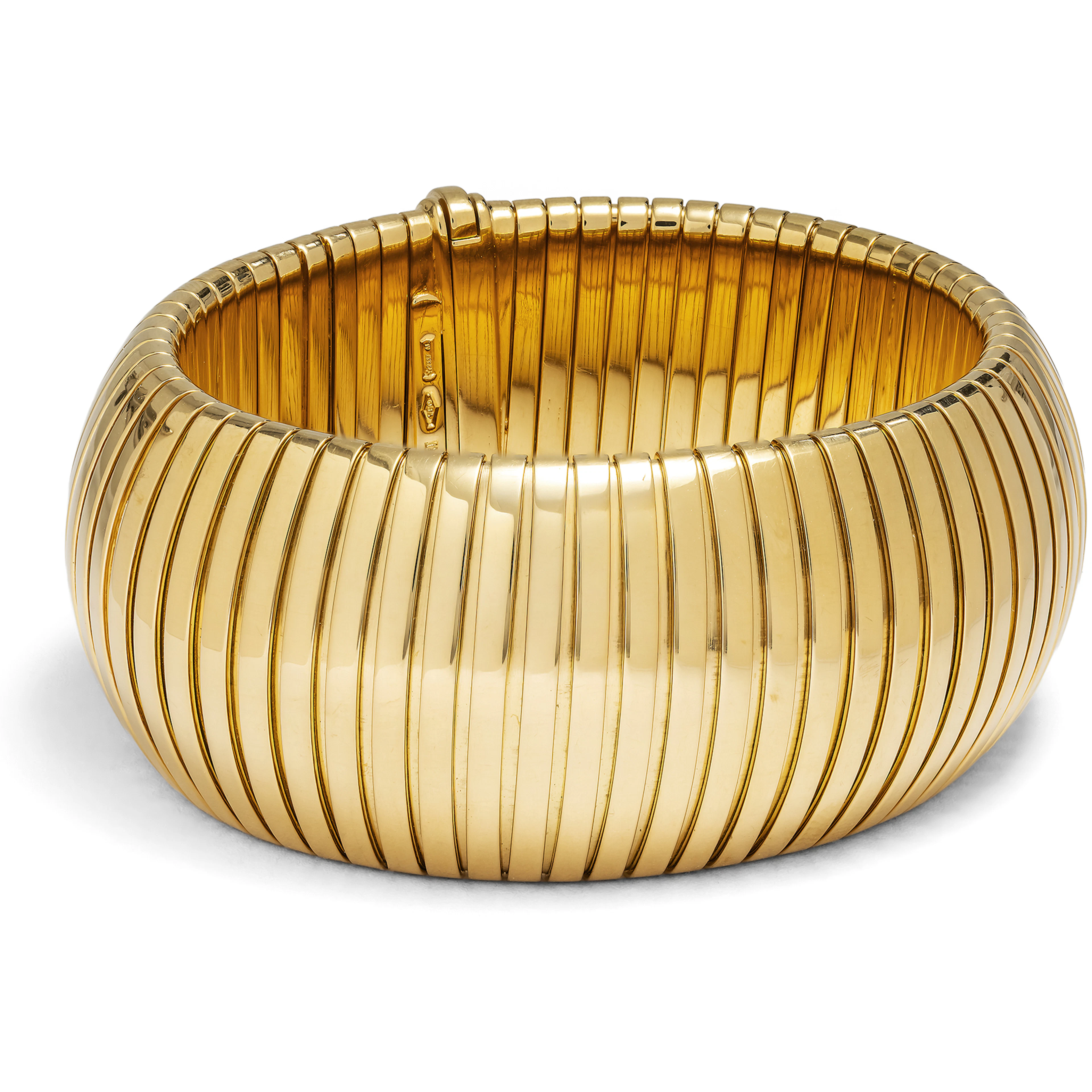Stunning "Tubogas" Bracelet in High-Carat Gold, BVLGARI, Italy c. 1985