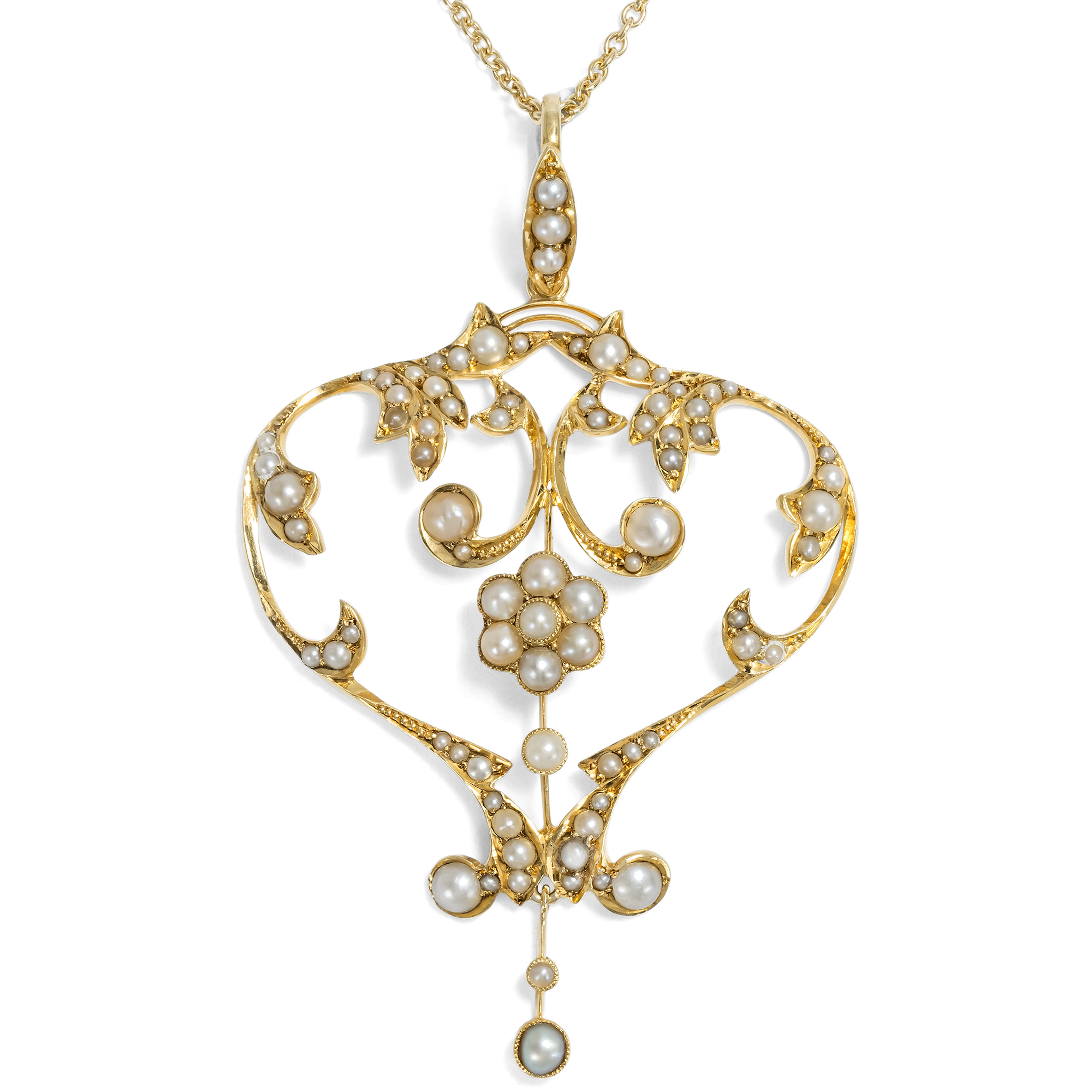 Edwardian Seed Pearl and Gold Pendant, British, c. 1905