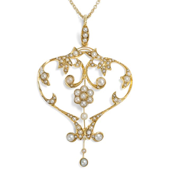 Edwardian Seed Pearl and Gold Pendant, British, c. 1905