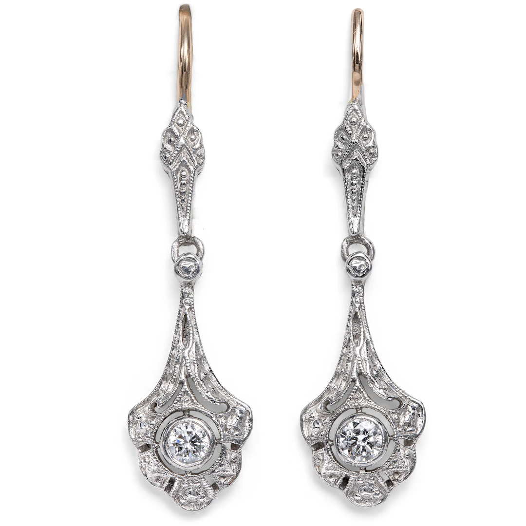 Delicate Art Deco-Style Earrings with Diamonds from Our Workshop