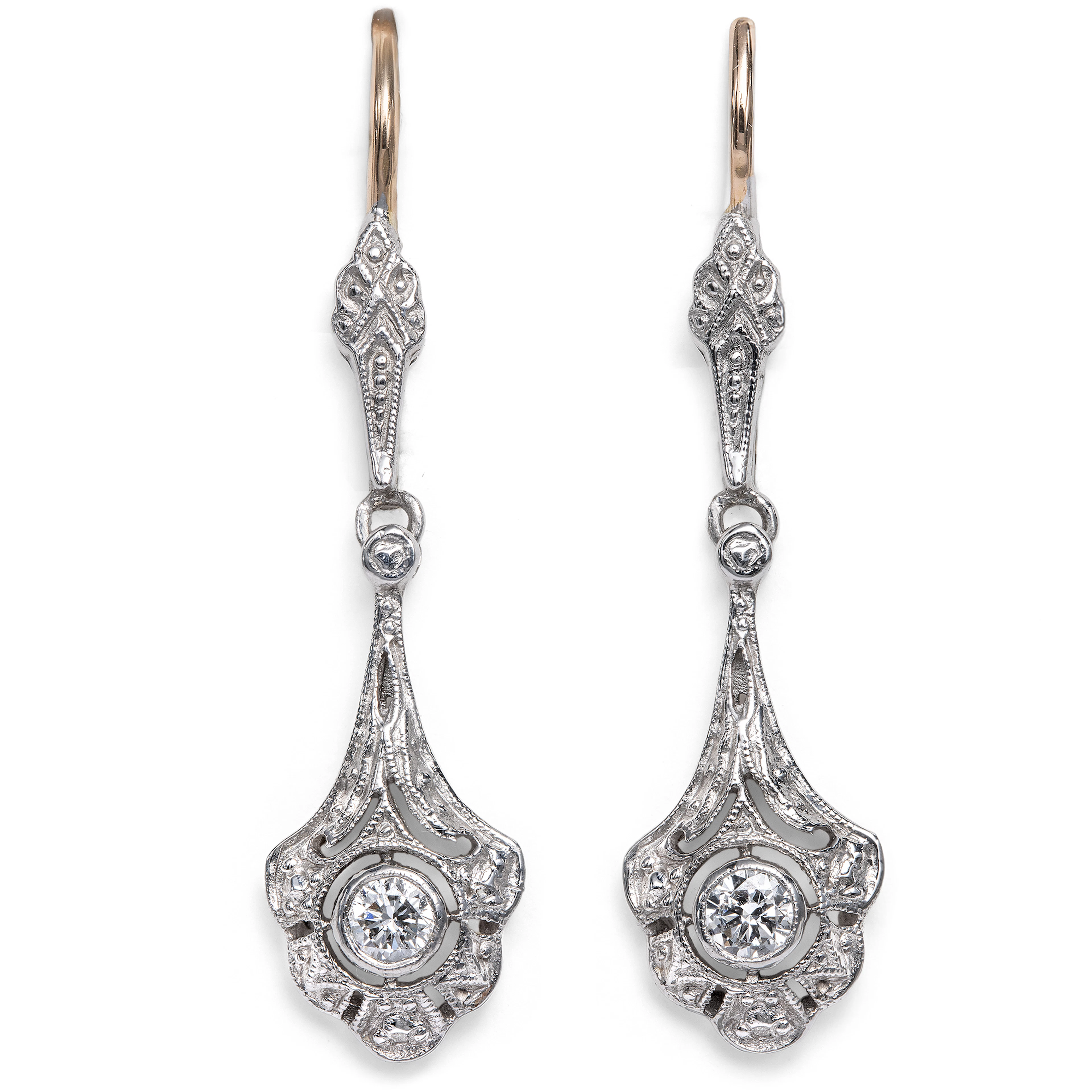 Delicate Art Deco-Style Earrings with Diamonds from Our Workshop