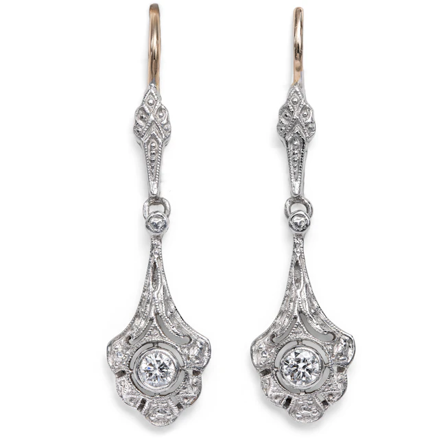 Delicate Art Deco-Style Earrings with Diamonds from Our Workshop
