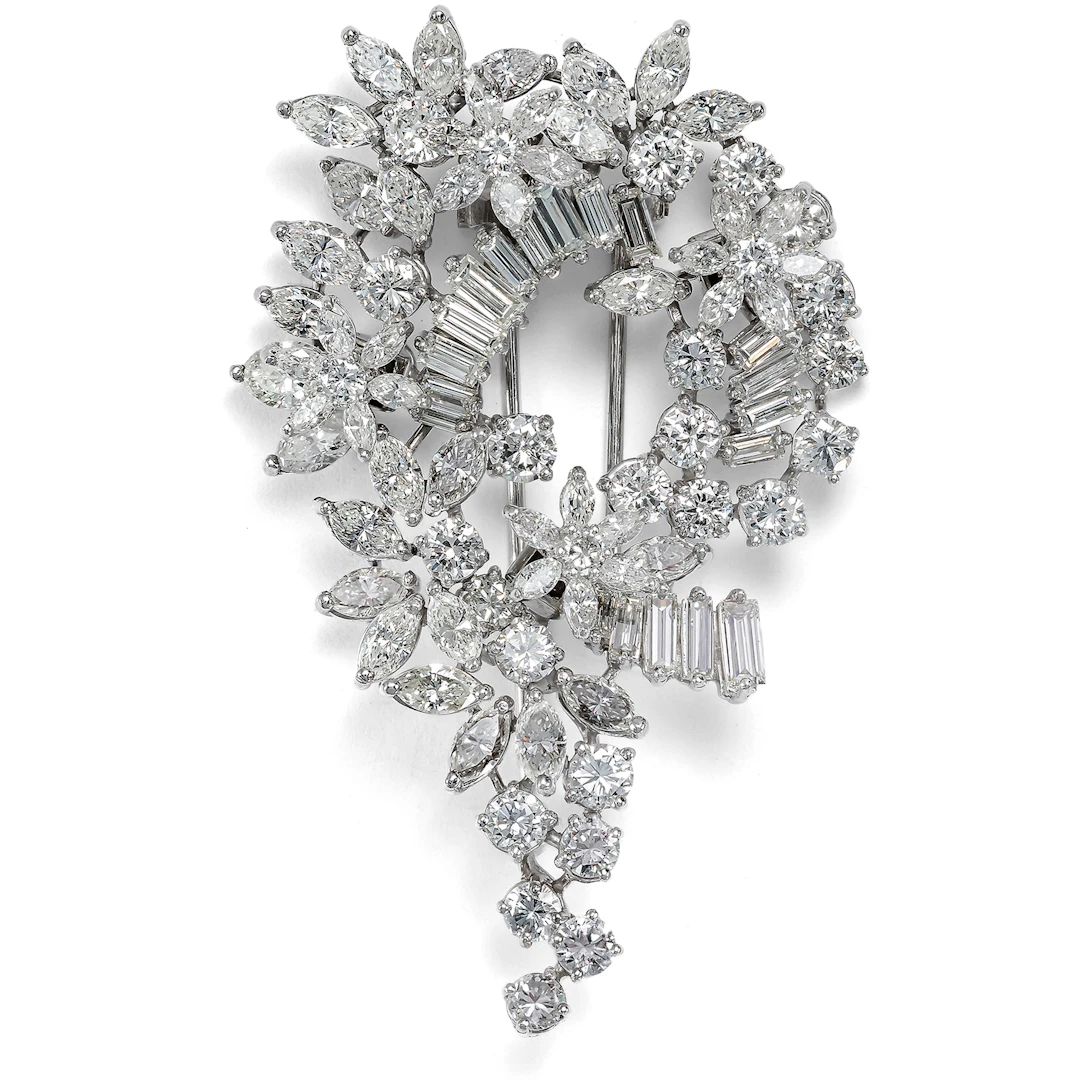 Precious Floral Brooch with Diamonds „en tremblant“, Julius Hügler