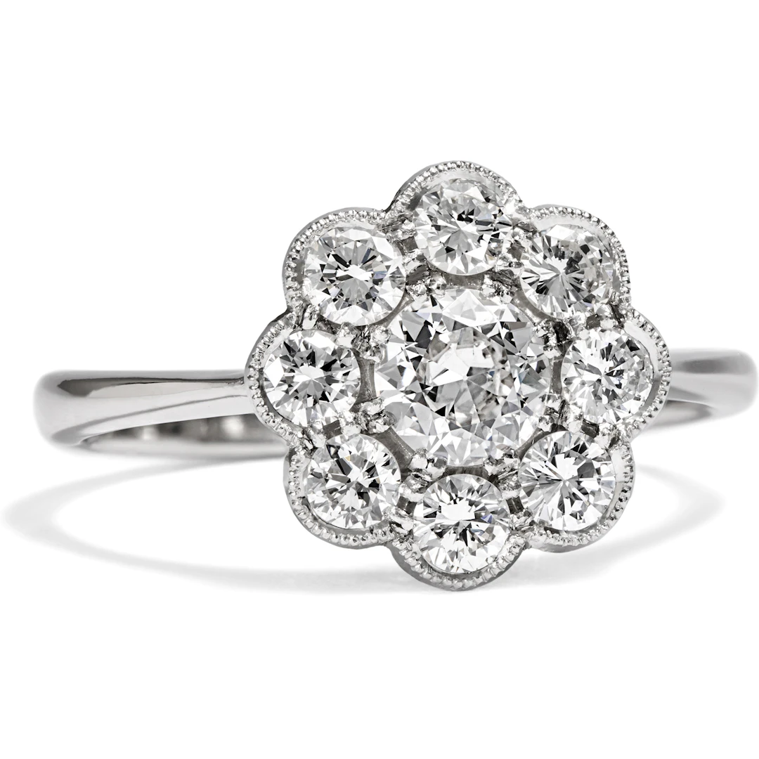 Sustainable Daisy Ring with an Old European Cut Diamond and Brilliant-Cut