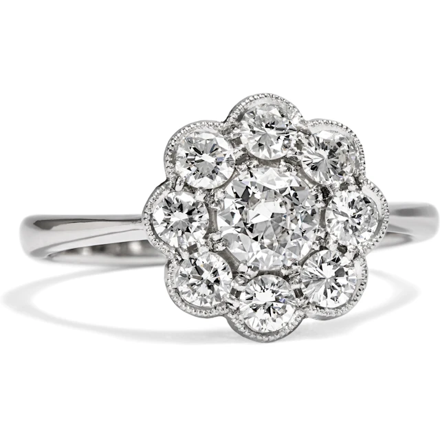 Sustainable Daisy Ring with an Old European Cut Diamond and Brilliant-Cut