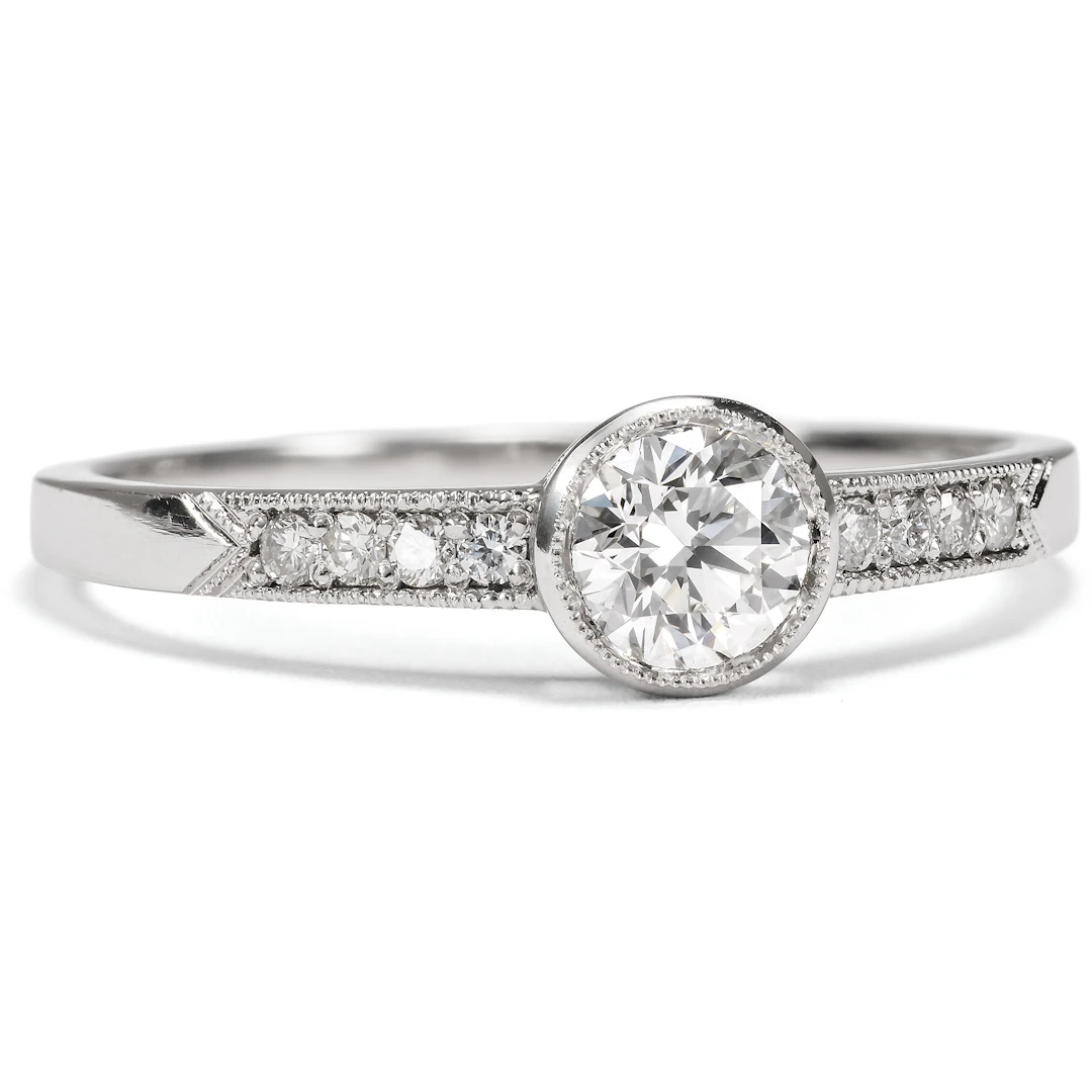 A Platinum Engagement Ring with 0.40 ct Vintage Diamond, From Our Workshop