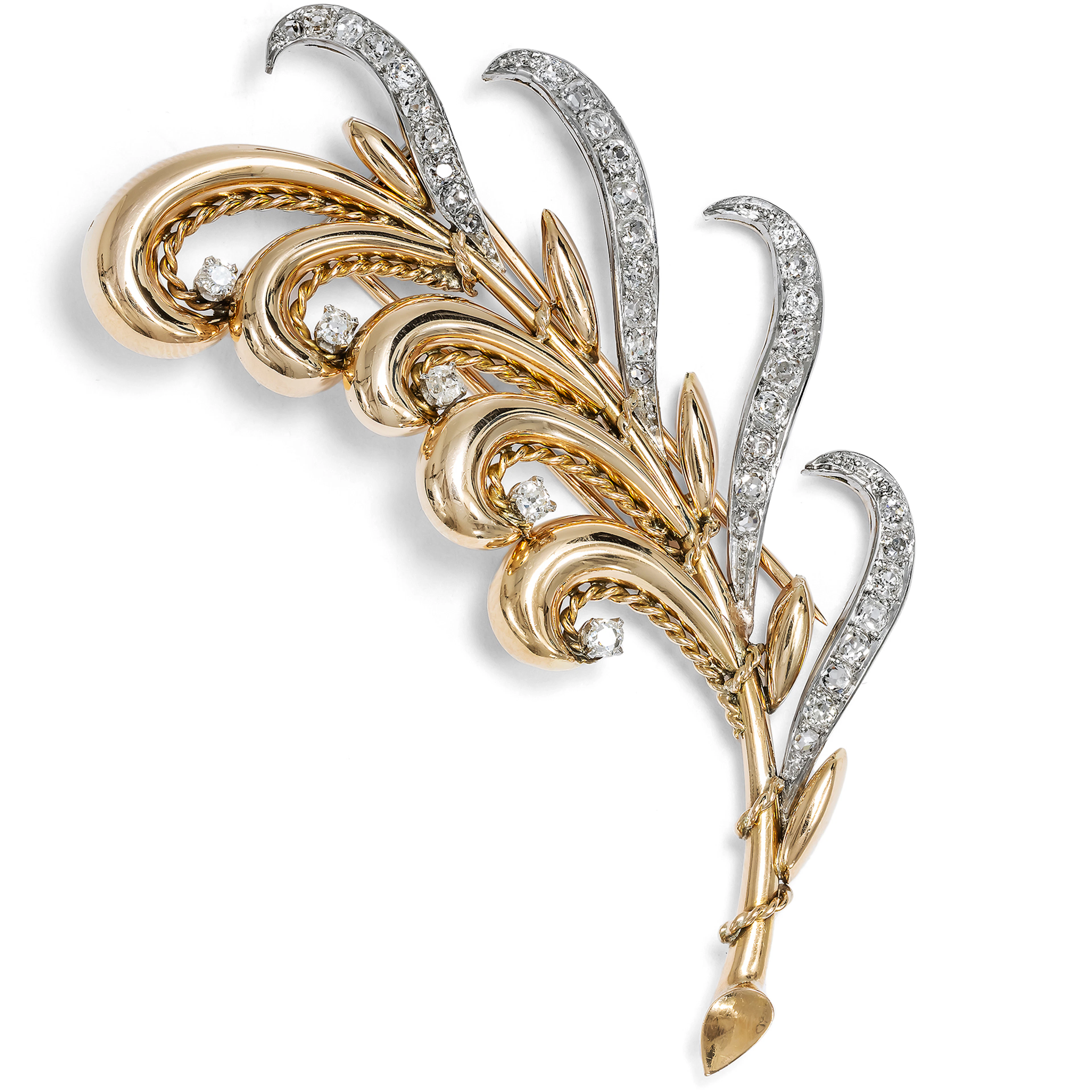 Elegant Retro Style Diamond Clip, Mellerio Dits Meller, Paris, c. 1945