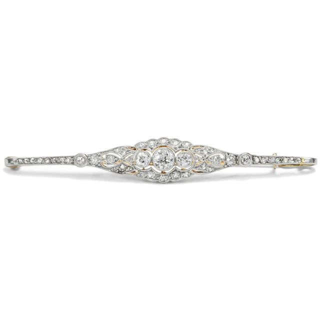 Elegant Antique Scarf Brooch with Diamonds in Gold & Platinum, c. 1925