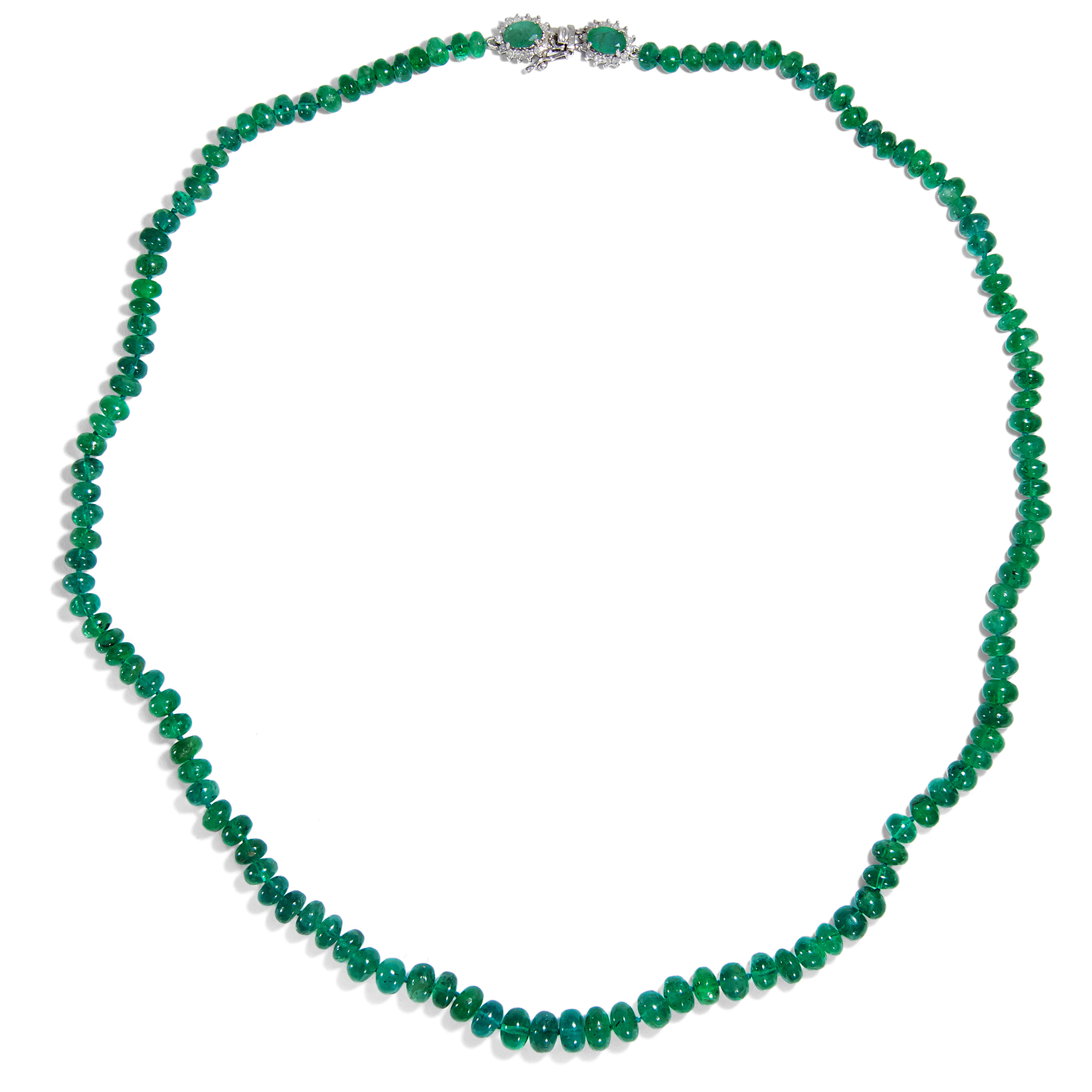 Splendid Vintage Emerald Necklace With Diamond Clasp, Around 1980